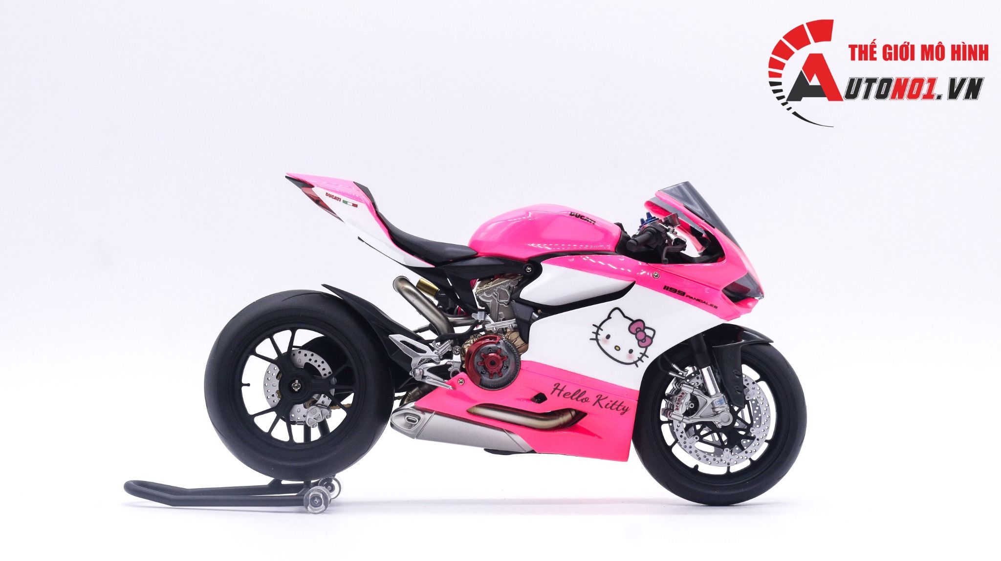  Mô hình xe cao cấp Ducati 1199 Hello Kitty Pink Version độ nồi 1 1:12 Tamiya D227L 