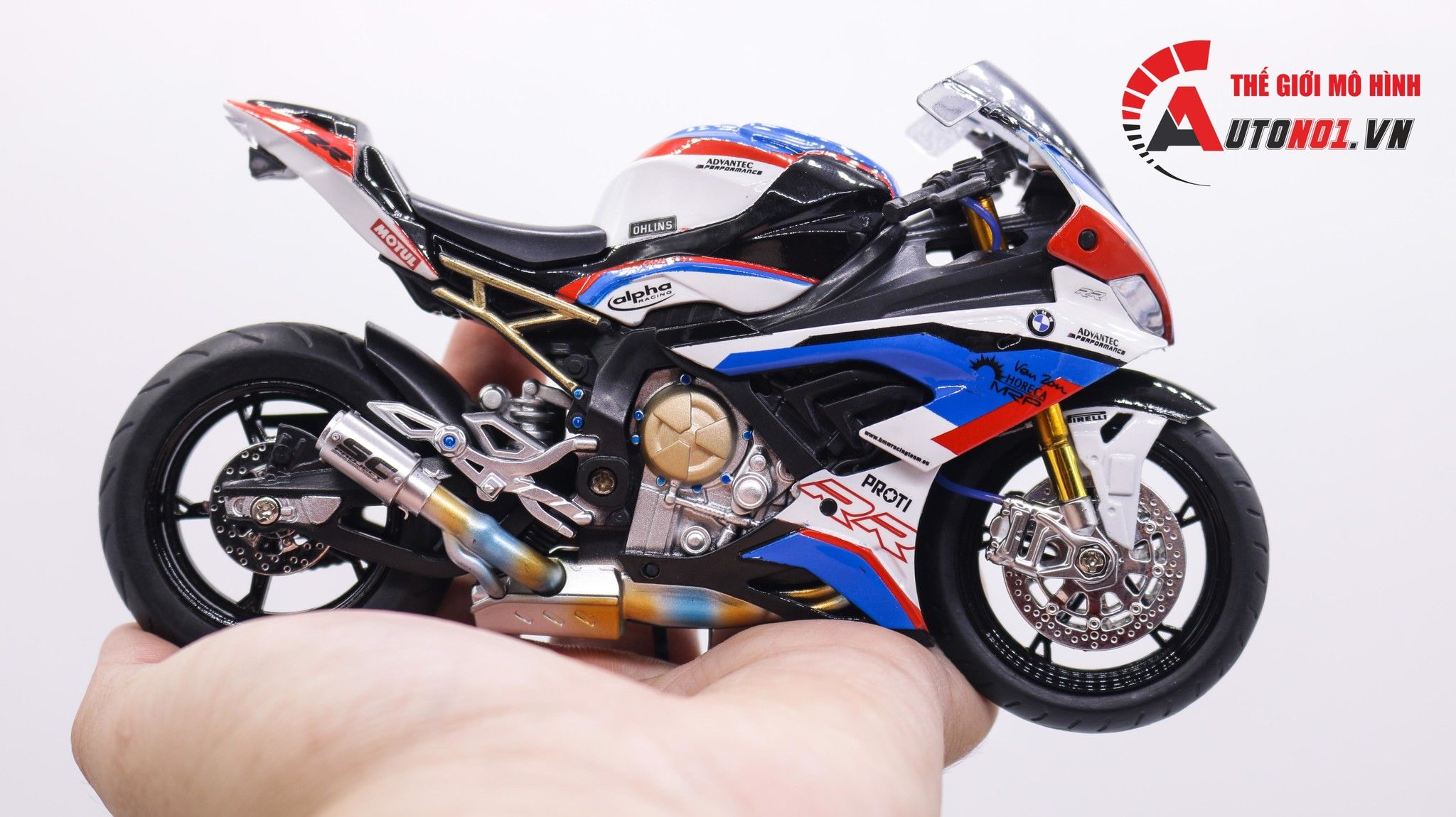  Mô hình xe độ Bmw S1000rr Custom Tricolor Version 1:12 Autono1 Alloy D160G 