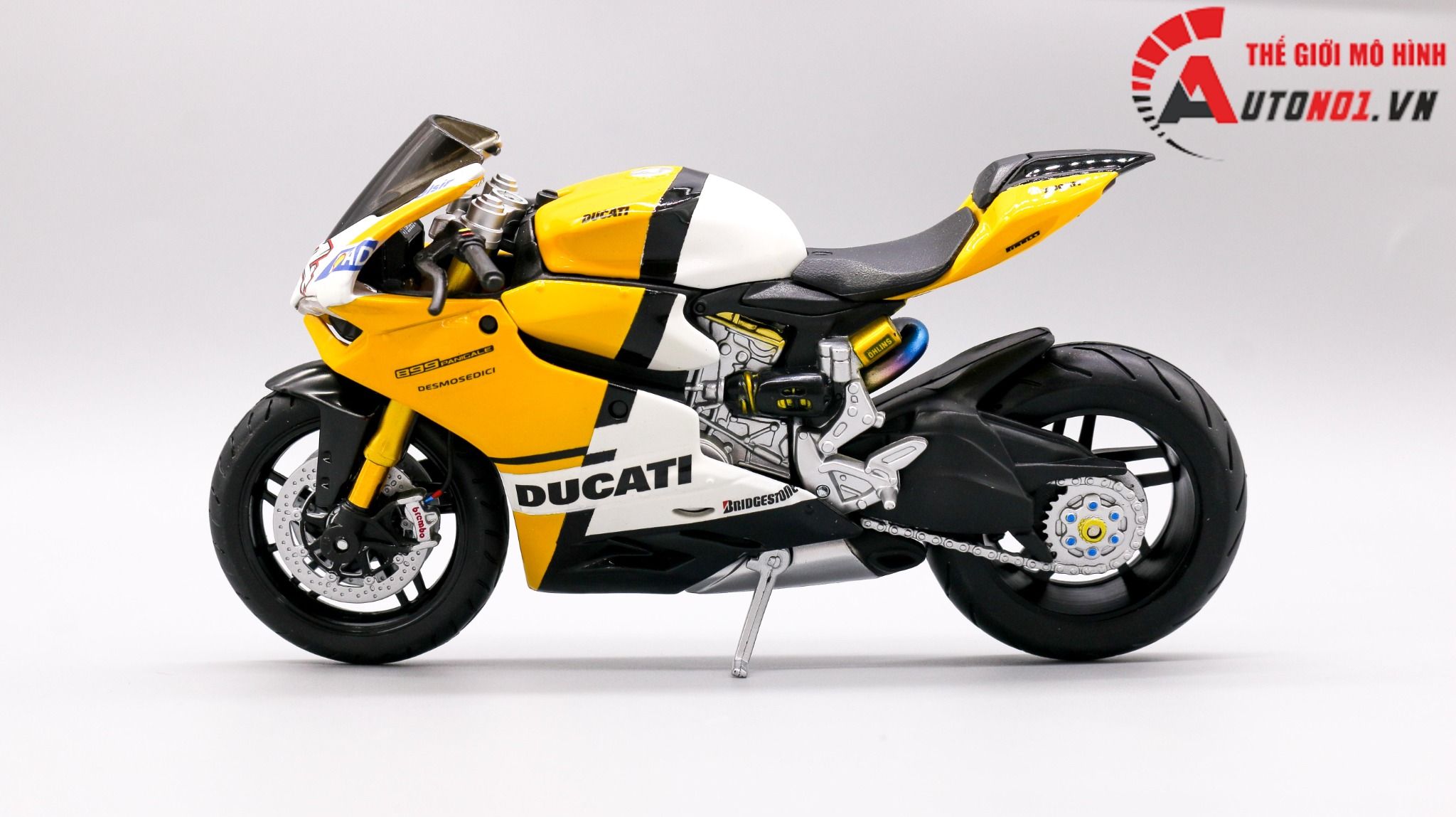  Mô hình xe độ Ducati 899 Panigale Yellow Tỉ Lệ 1:12 Autono1 D212 