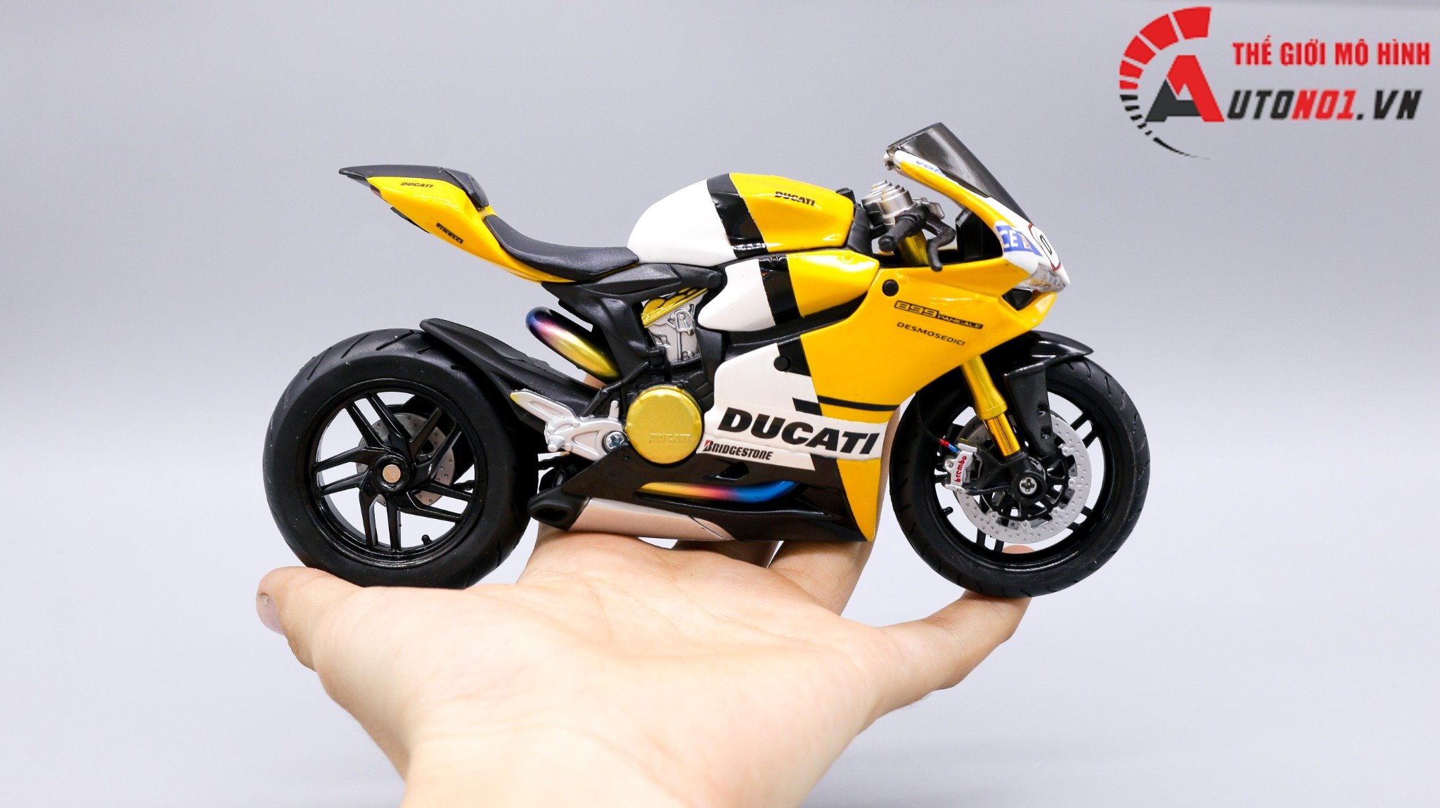  Mô hình xe độ Ducati 899 Panigale Yellow Tỉ Lệ 1:12 Autono1 D212 