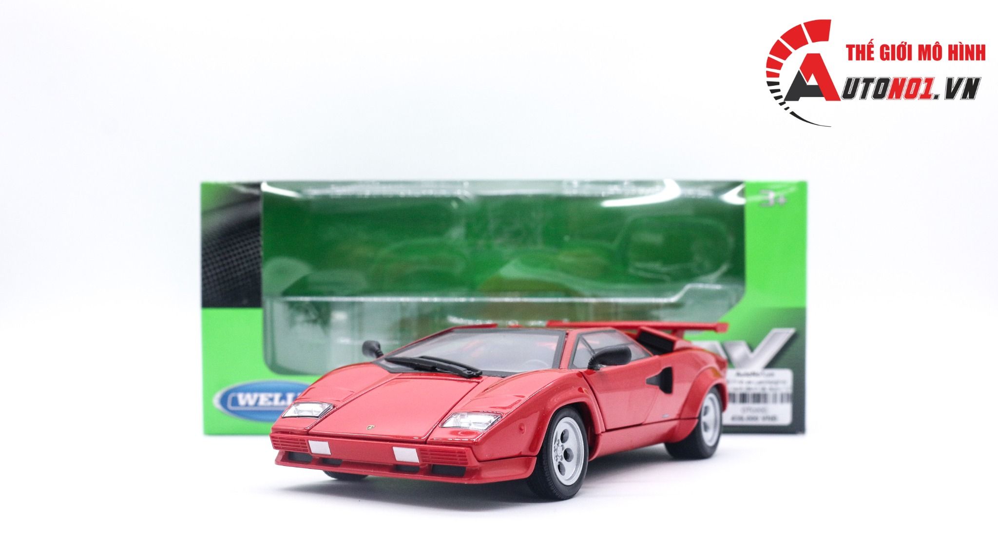  Mô hình xe Lamborghini Countach đánh lái được full kính tỉ lệ 1:24 Welly OT020 