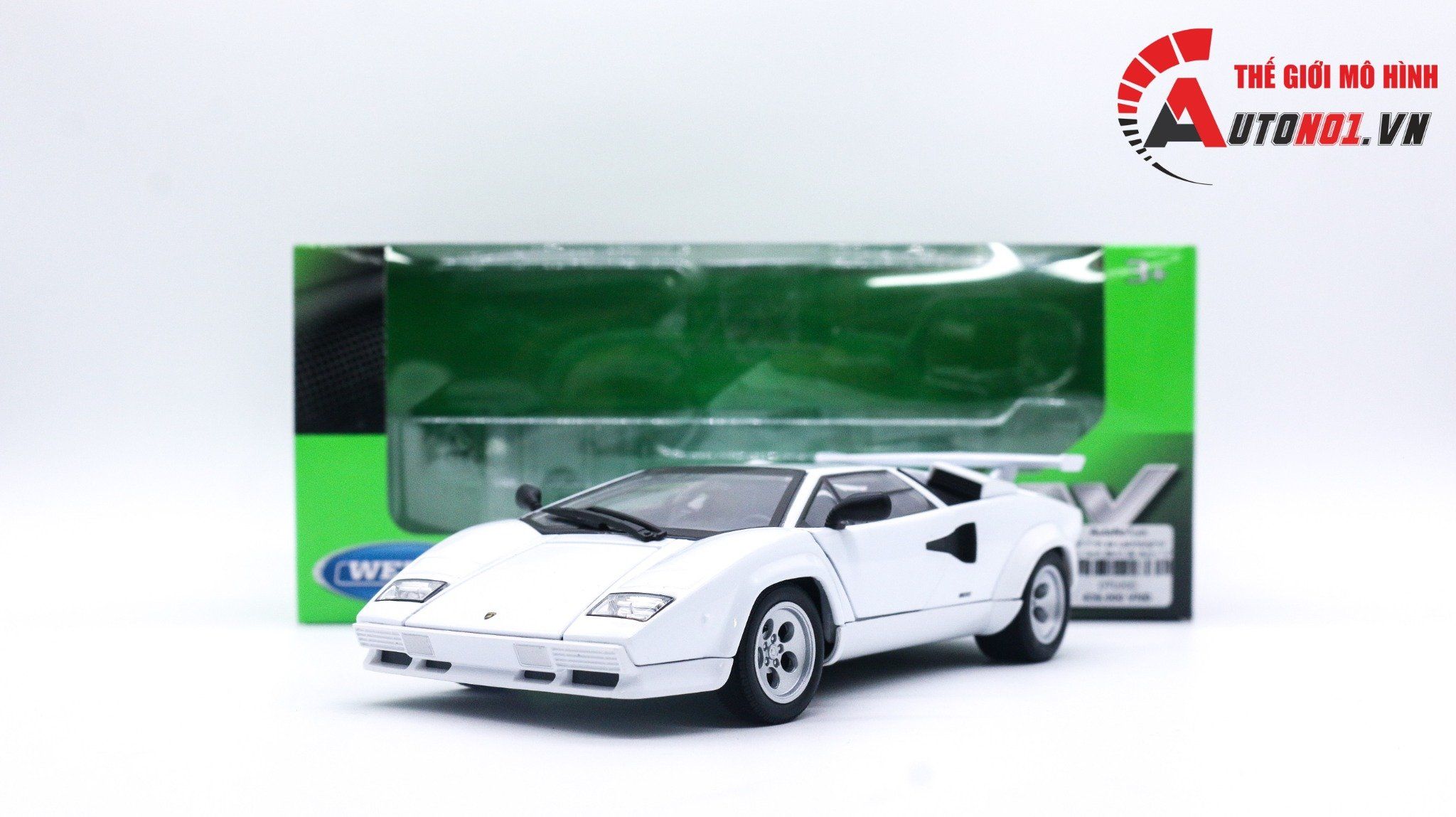  Mô hình xe Lamborghini Countach đánh lái được full kính tỉ lệ 1:24 Welly OT020 