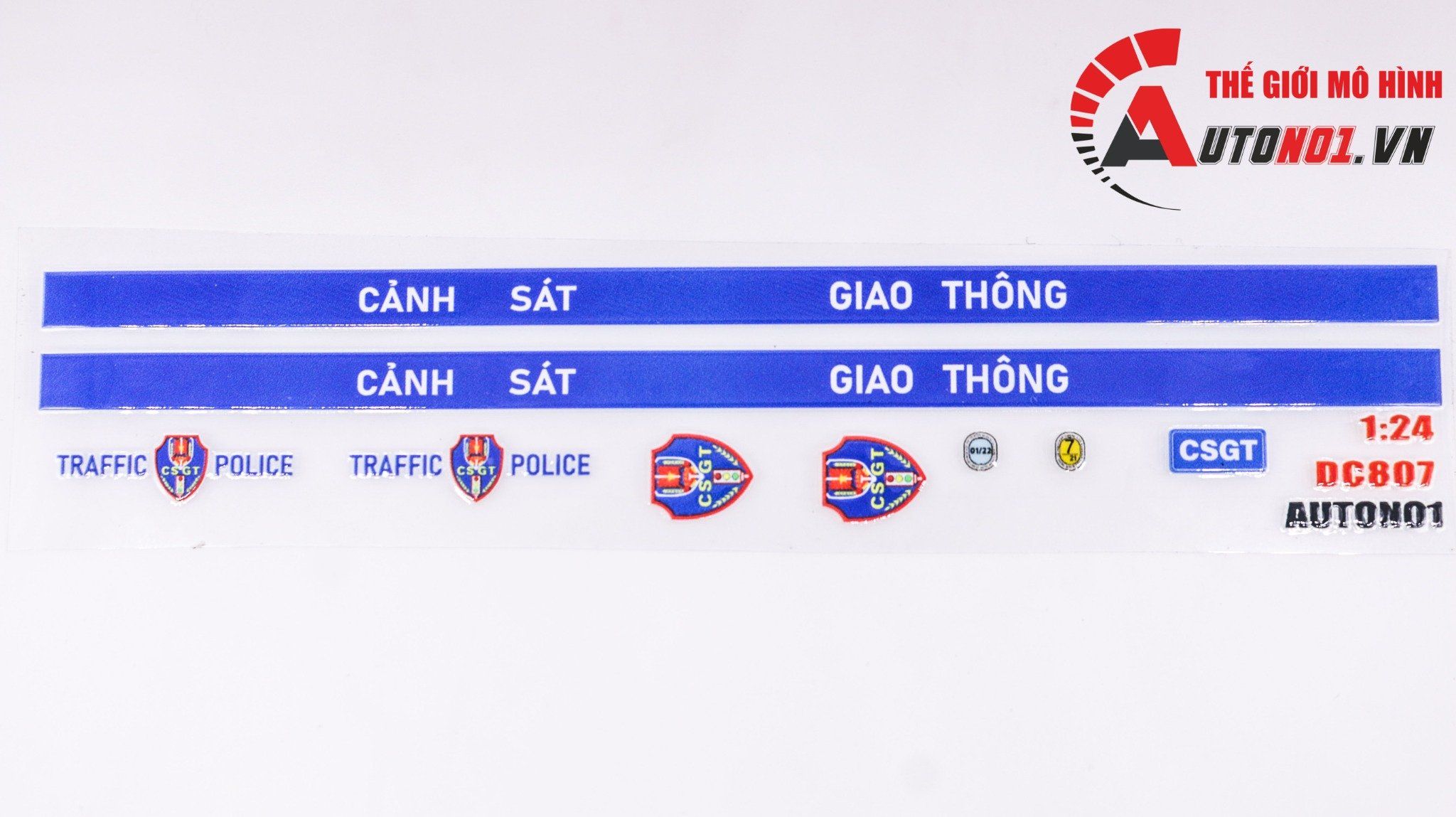  Decal UV DTF độ cảnh sát giao thông cho xe mọi tỉ lệ có keo sẵn lột dán DC807 