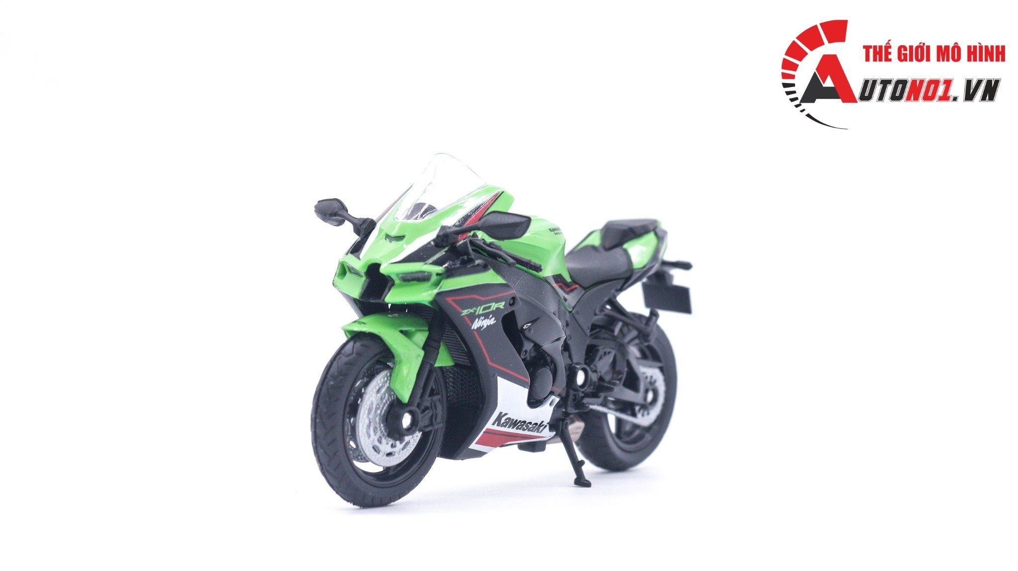  Mô hình xe Kawasaki Ninja ZX10-R 2021 green tỉ lệ 1:18 Welly MT005 