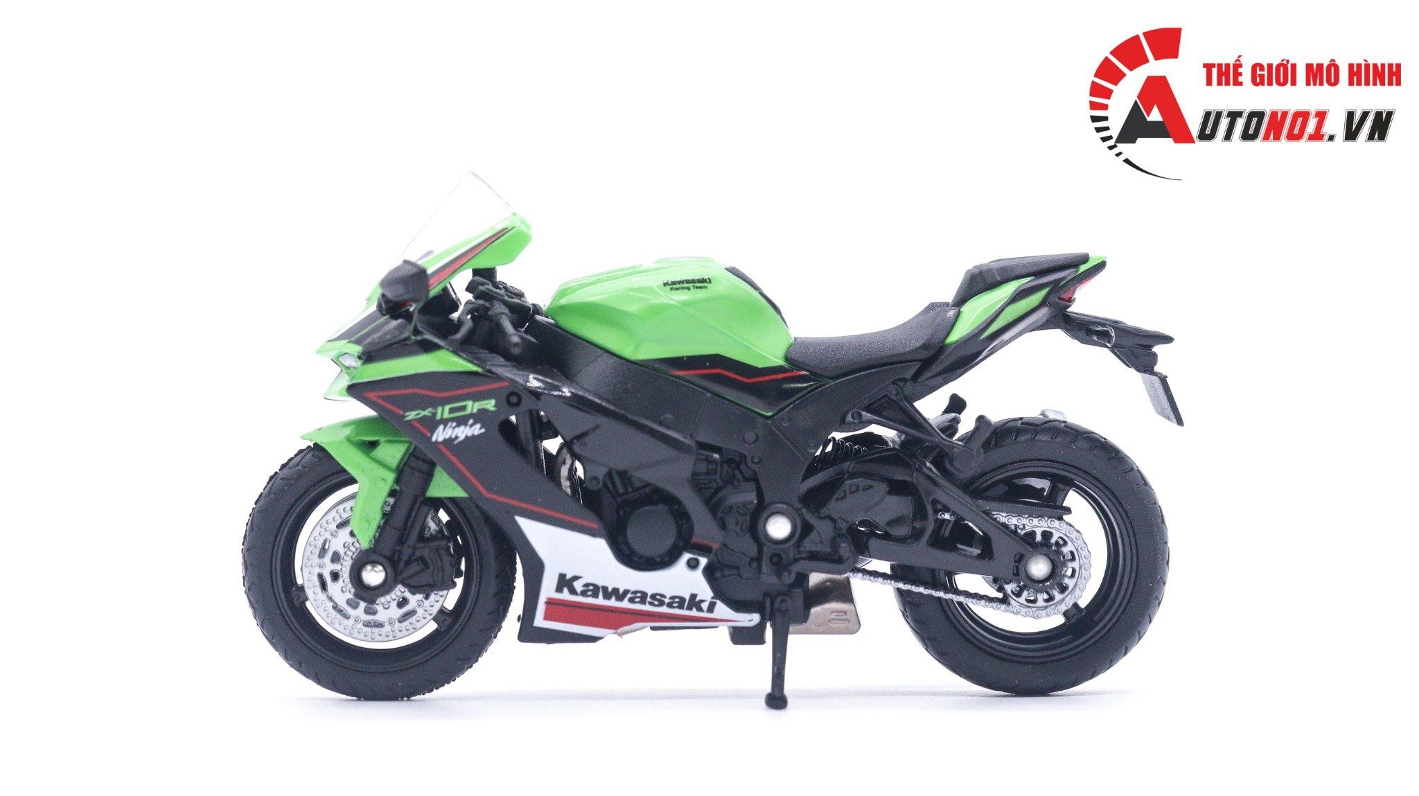  Mô hình xe Kawasaki Ninja ZX10-R 2021 green tỉ lệ 1:18 Welly MT005 