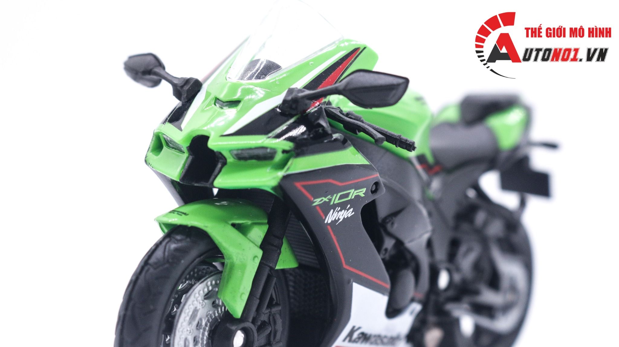  Mô hình xe Kawasaki Ninja ZX10-R 2021 green tỉ lệ 1:18 Welly MT005 