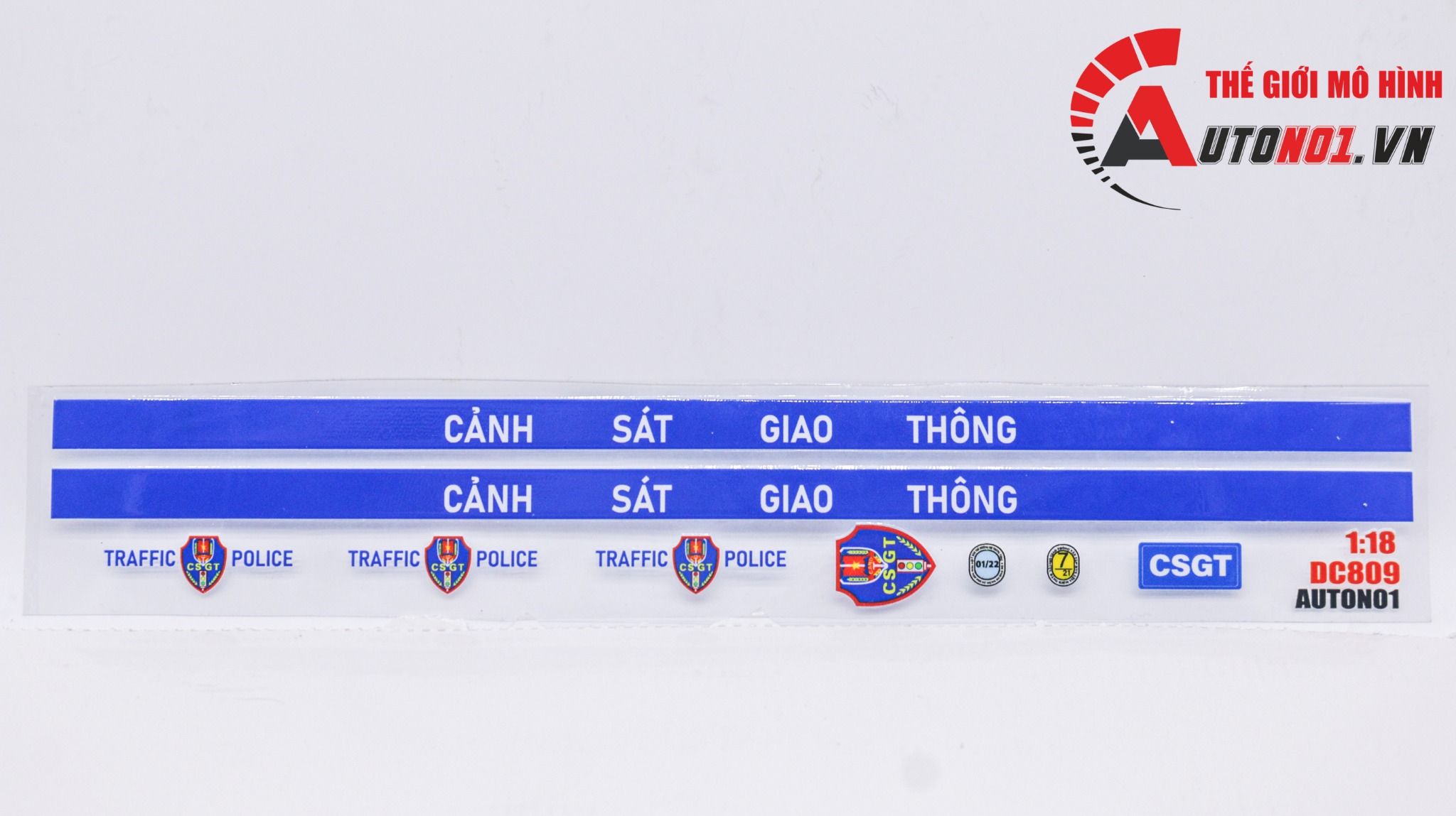  Decal UV độ cảnh sát giao thông cho xe mọi tỉ lệ có keo sẵn lột dán DC809 