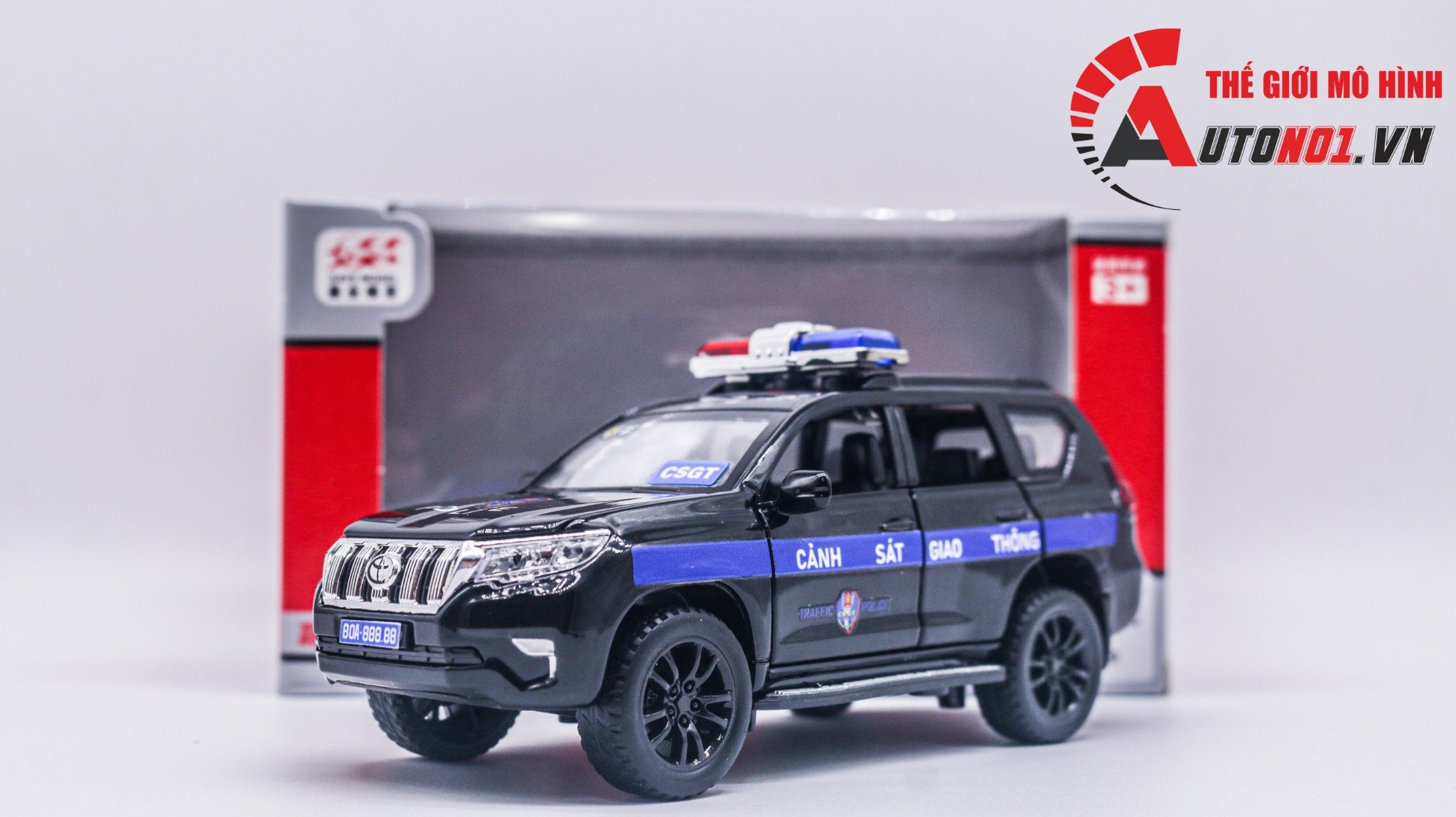  Mô hình xe ô tô độ CSGT Toyota Prado black full open tỉ lệ 1:32 Alloy Autono1 OT386 