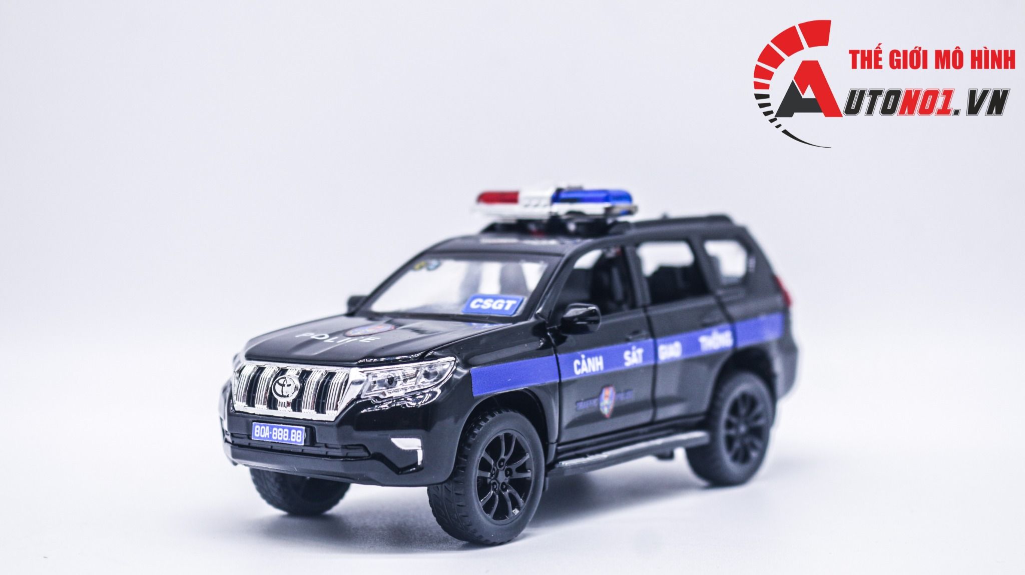  Mô hình xe ô tô độ CSGT Toyota Prado black full open tỉ lệ 1:32 Alloy Autono1 OT386 