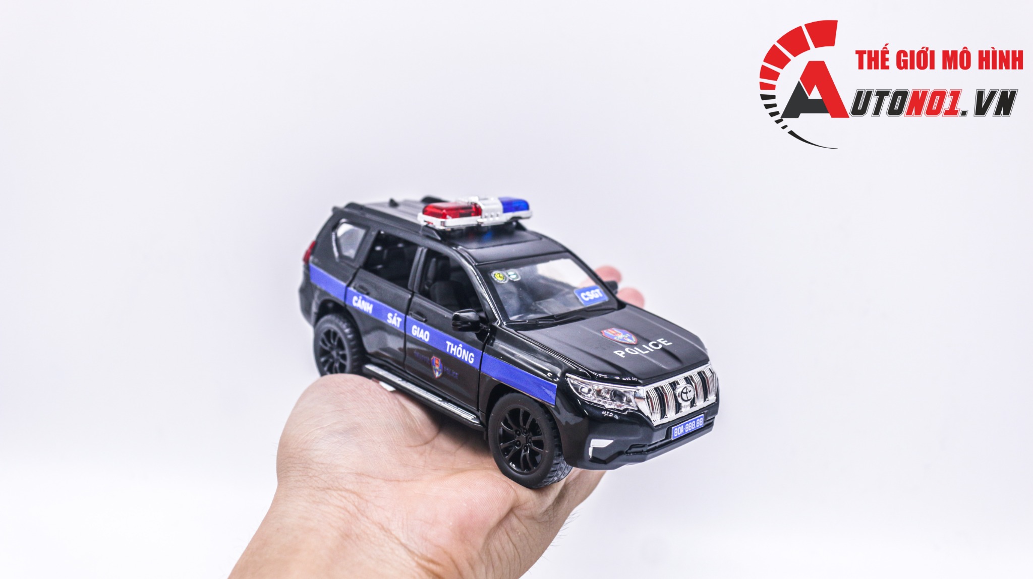  Mô hình xe ô tô độ CSGT Toyota Prado black full open tỉ lệ 1:32 Alloy Autono1 OT386 