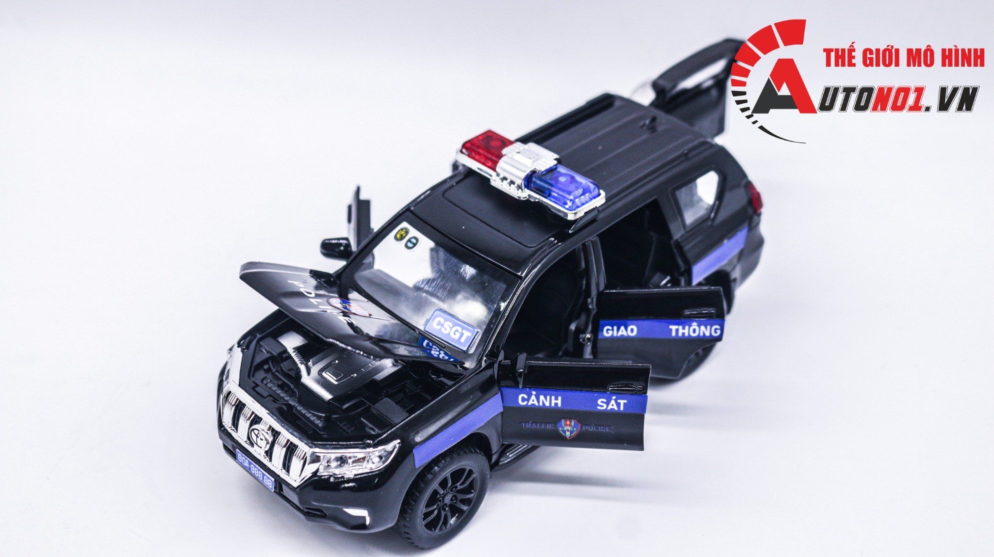  Mô hình xe ô tô độ CSGT Toyota Prado black full open tỉ lệ 1:32 Alloy Autono1 OT386 