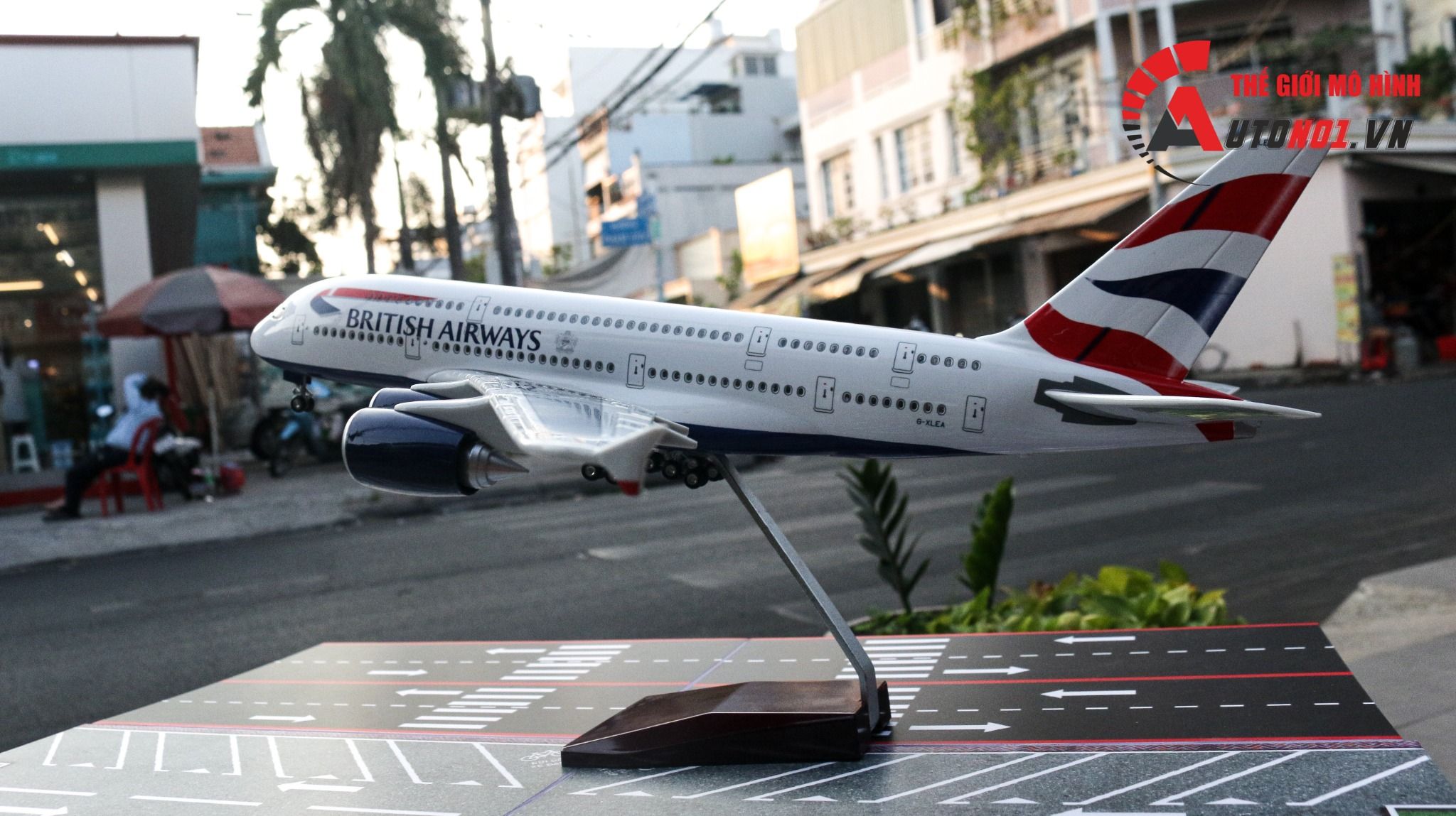  Mô hình máy bay British Airways Airbus A380 United Kingdom UK England 47cm 1:160 có đèn led tự động theo tiếng vỗ tay hoặc chạm MB47019 