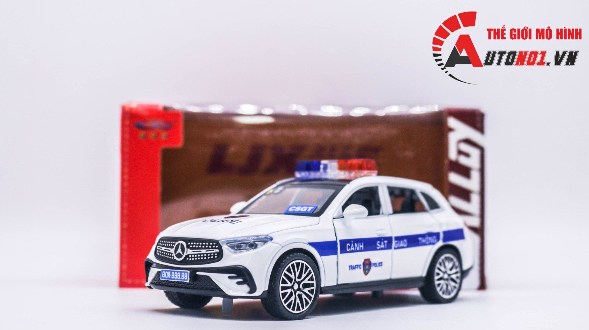  Mô hình xe ô tô độ CSGT Mercedes GLC400E có đèn full open tỉ lệ 1:32 Autono1 Alloy model OT394 