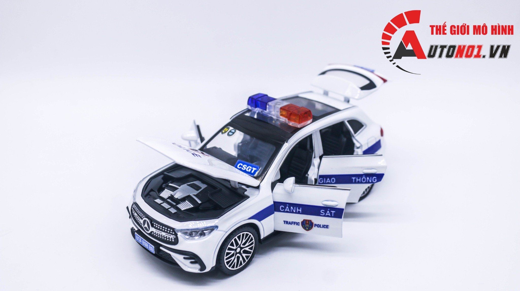  Mô hình xe ô tô độ CSGT Mercedes GLC400E có đèn full open tỉ lệ 1:32 Autono1 Alloy model OT394 