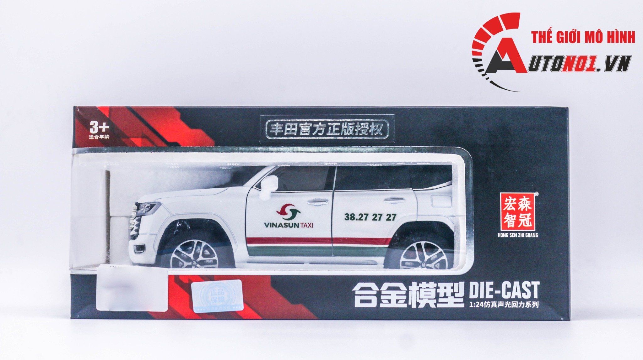  Mô hình xe độ dịch vụ taxi Vinasun Toyota Land Cruiser LC300 2022 full open - full kính - đánh lái được - có remote tỉ lệ 1:24 Henteng model Autono1 OT391 