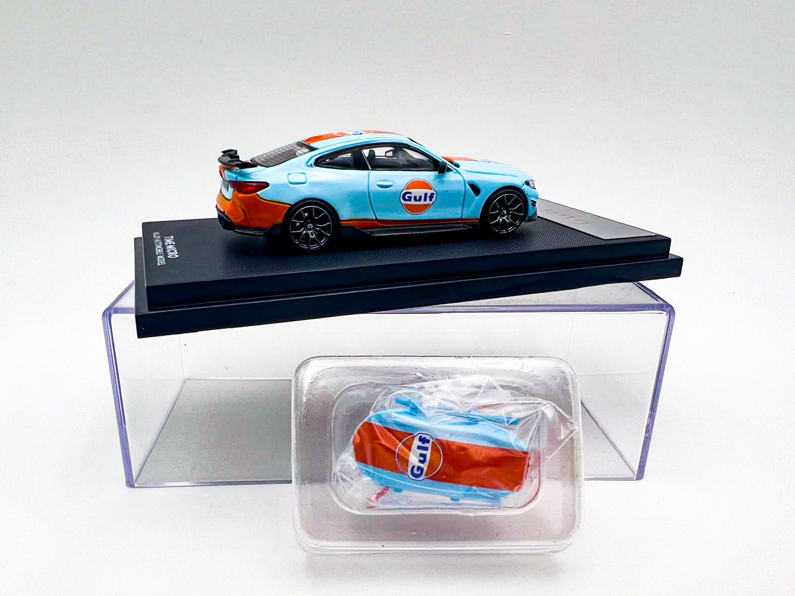  Mô hình xe BMW M4 Gulf, Pink Pig box camping tỉ lệ 1:64 Time micro 