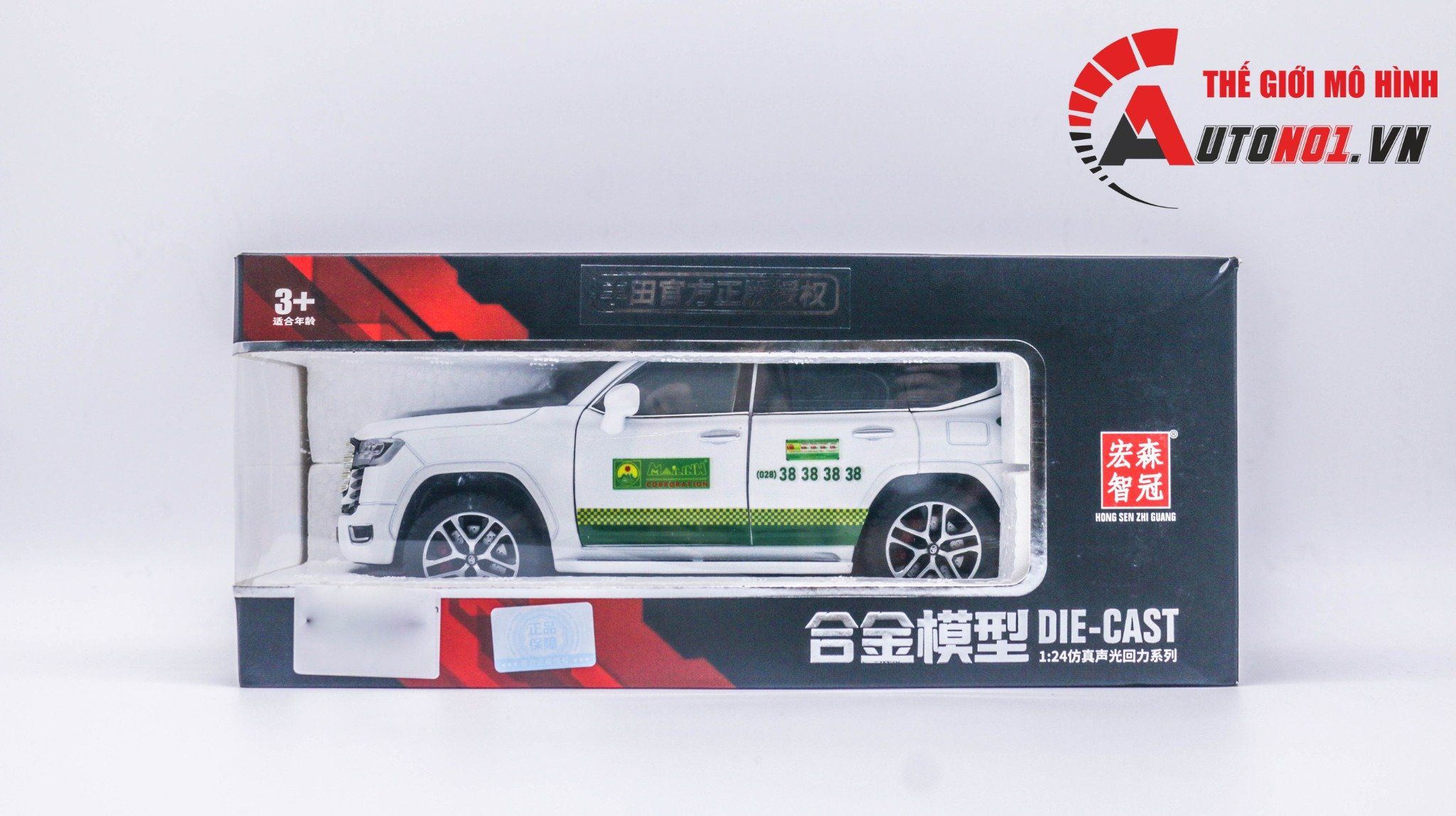  Mô hình xe độ dịch vụ taxi Mai Linh Toyota Land Cruiser LC300 2022 full open - full kính - đánh lái được - có remote tỉ lệ 1:24 Henteng model Autono1 OT392 