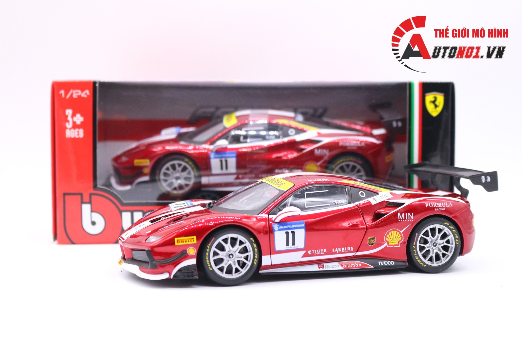  Mô hình xe Ferrari 488 Challenge 2017 red 1:24 Bburago 6843 