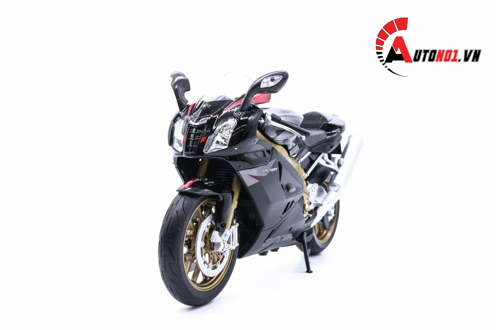  XE MÔ HÌNH MÔ TÔ APRILIA RSV 1000R FACTORY BLACK 1:10 WELLY 3708 