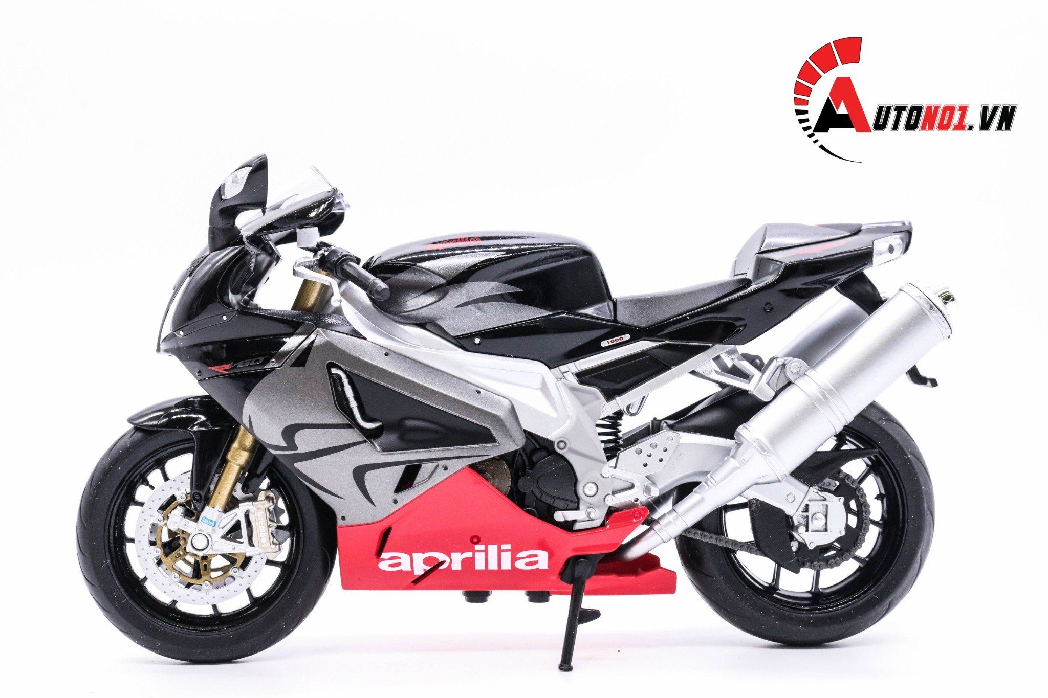  XE MÔ HÌNH MÔ TÔ APRILIA RSV 1000R BLACK 1:10 WELLY 3688 