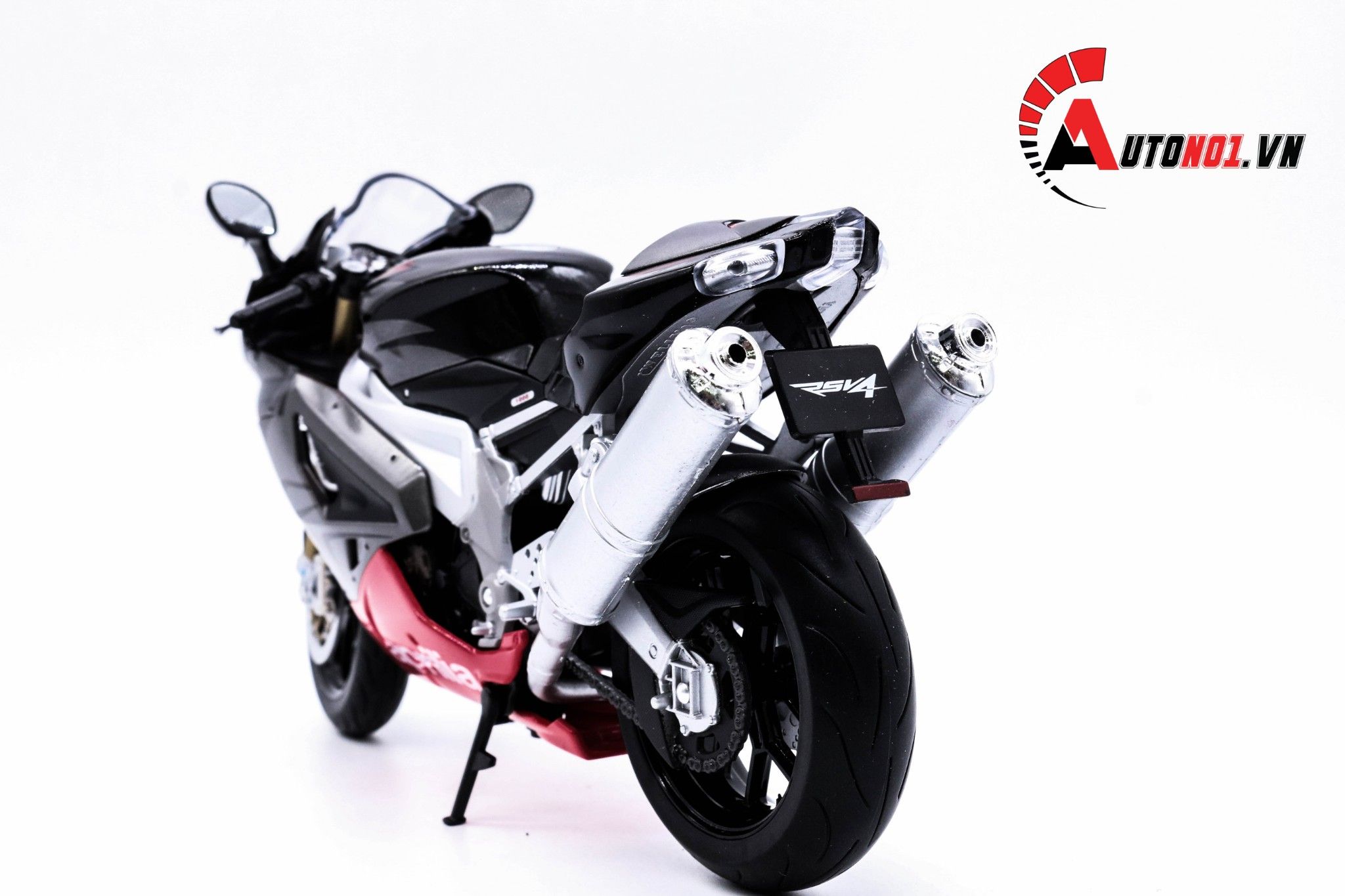  XE MÔ HÌNH MÔ TÔ APRILIA RSV 1000R BLACK 1:10 WELLY 3688 