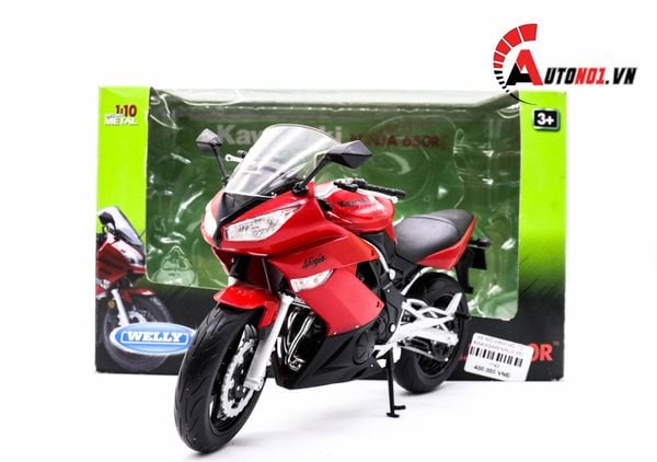 MÔ HÌNH XE MÔ TÔ KAWASAKI NINJA 650 2009 RED 1:10 WELLY 1743
