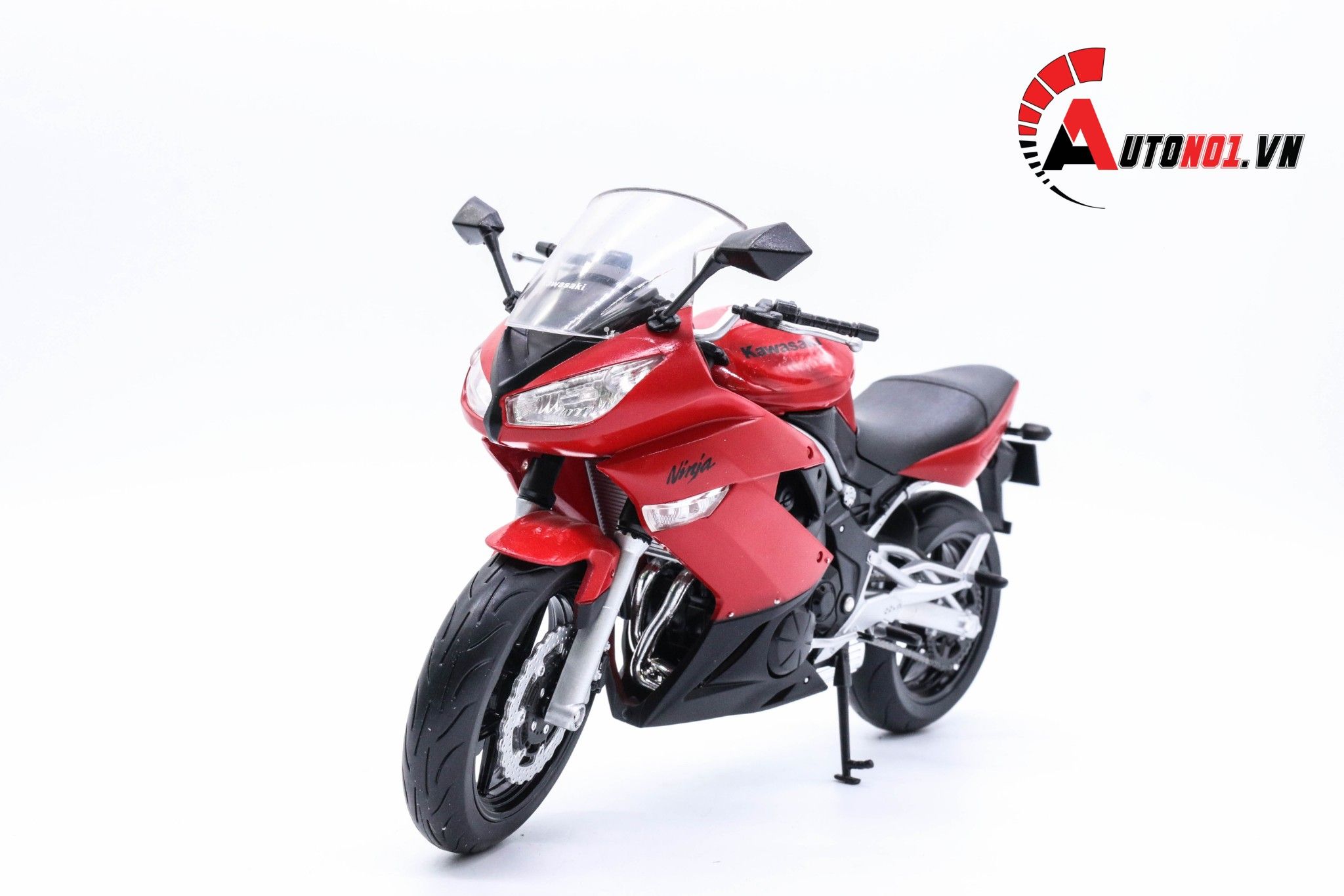  Mô hình xe mô tô Kawasaki Ninja 650R 2009 red tỉ lệ 1:10 Welly 1743 