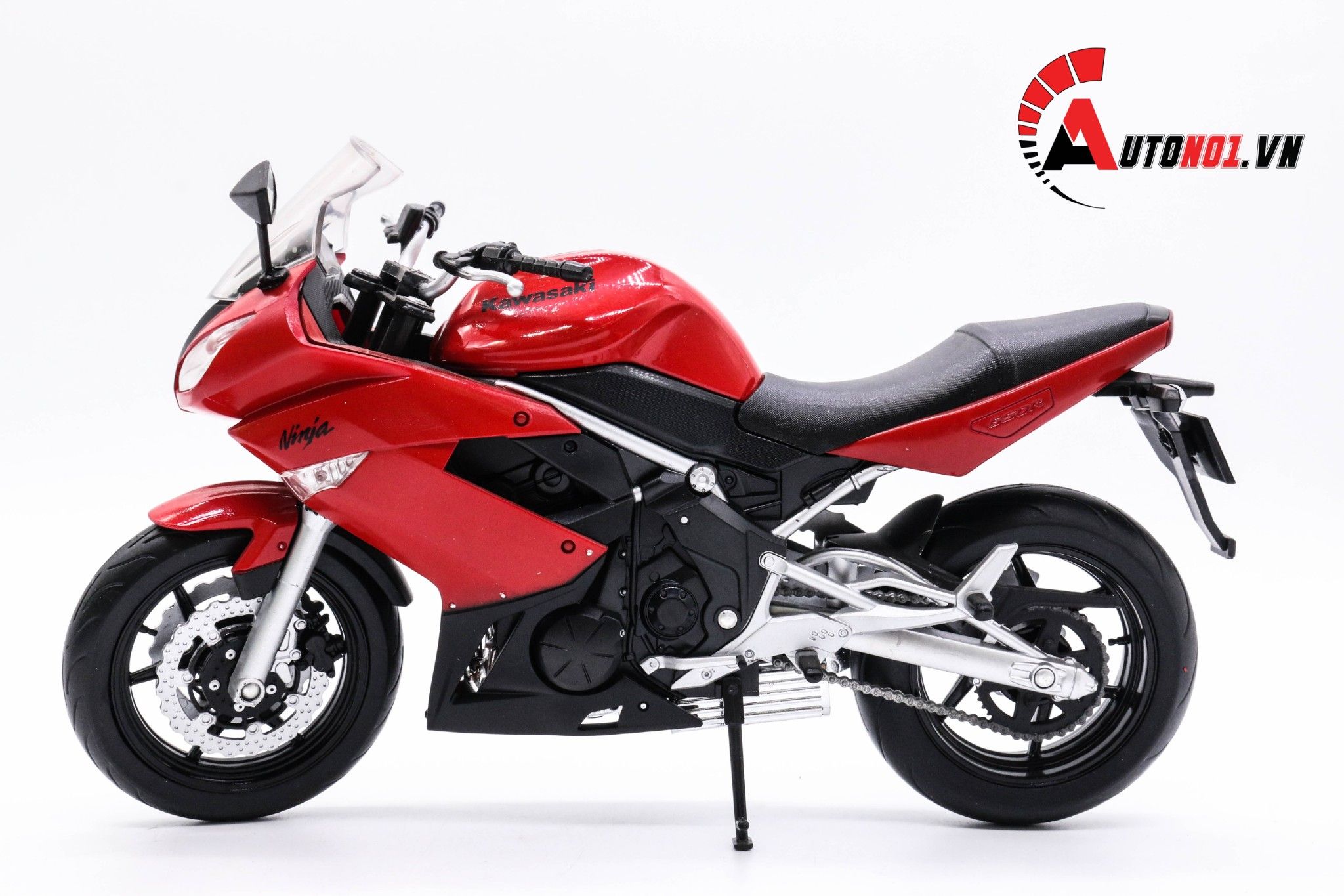  Mô hình xe mô tô Kawasaki Ninja 650R 2009 red tỉ lệ 1:10 Welly 1743 