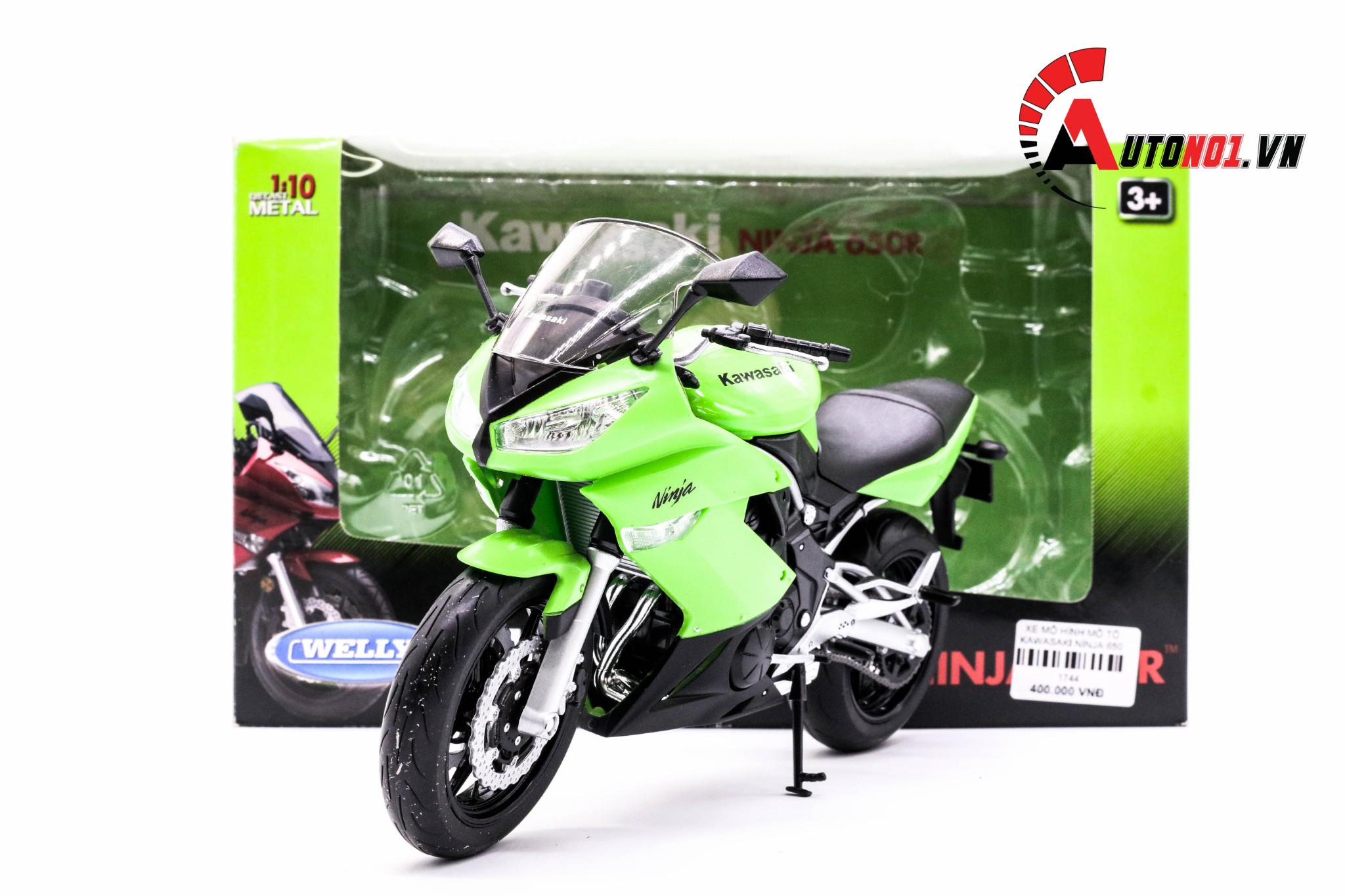 MÔ HÌNH XE MÔ TÔ KAWASAKI NINJA 650 2009 GREEN 1:10 WELLY 1744