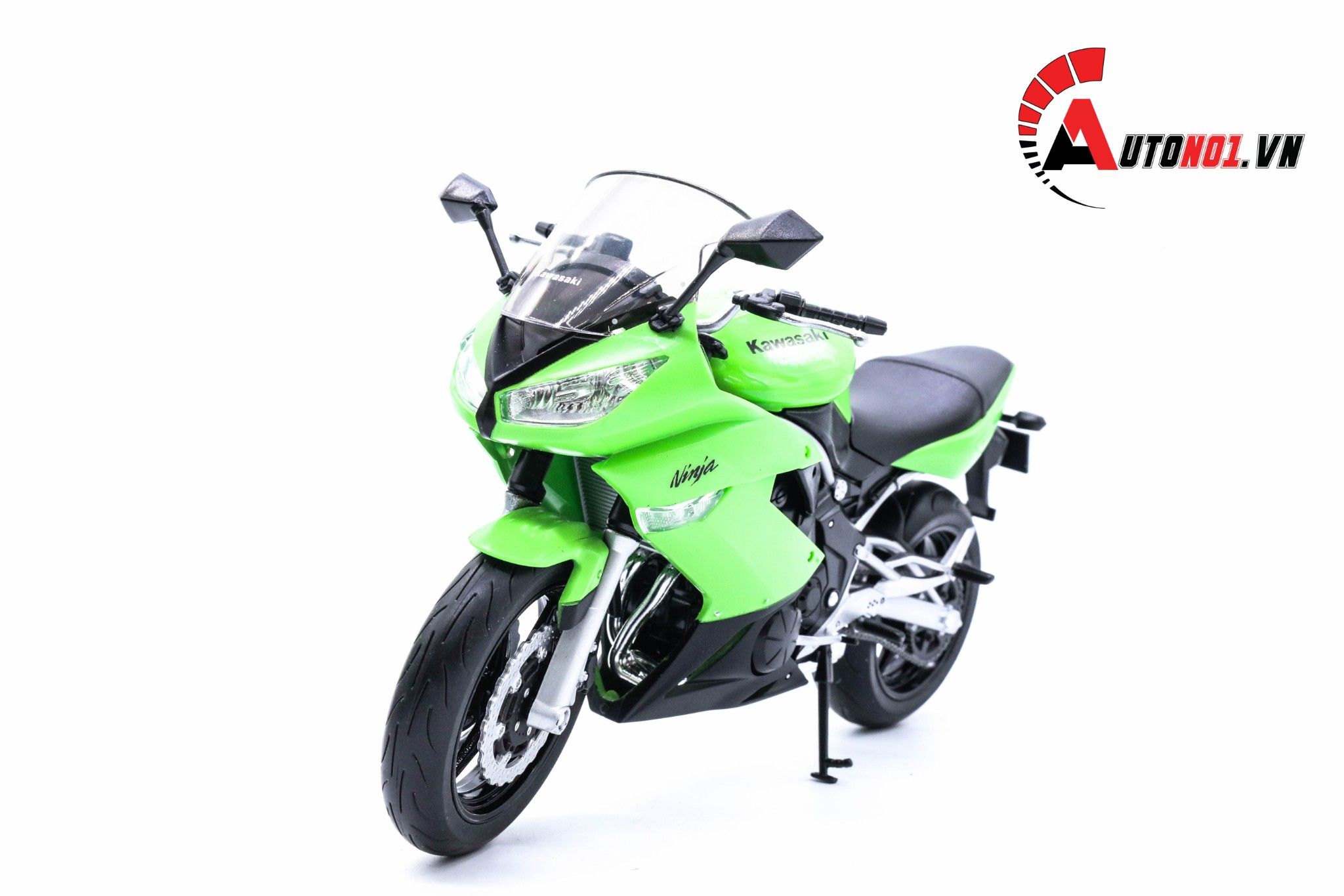  Mô hình xe mô tô Kawasaki Ninja 650R 2009 green tỉ lệ 1:10 Welly 1744 