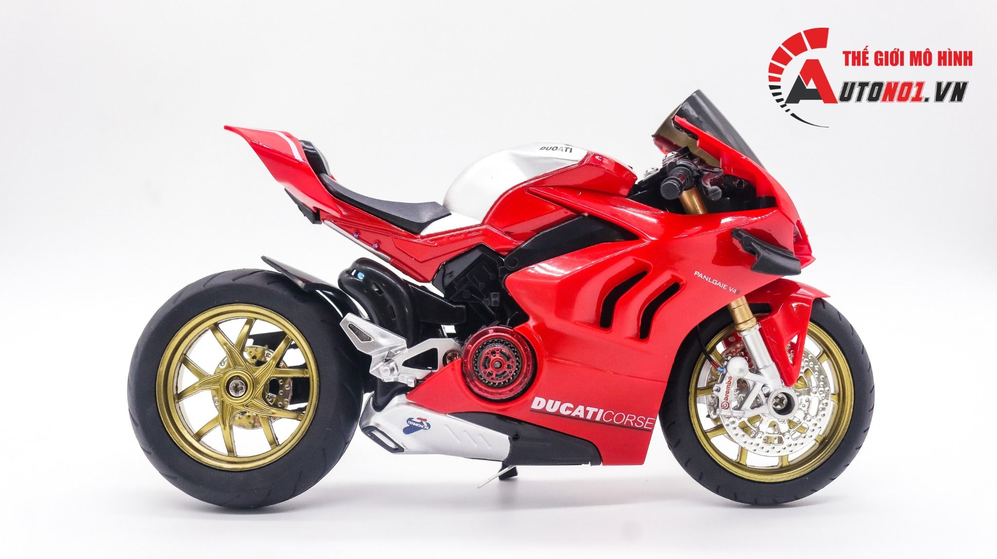  Mô hình xe độ Ducati Panigale V4s Red Nồi - Mâm 1:12 Autono1 D223V 