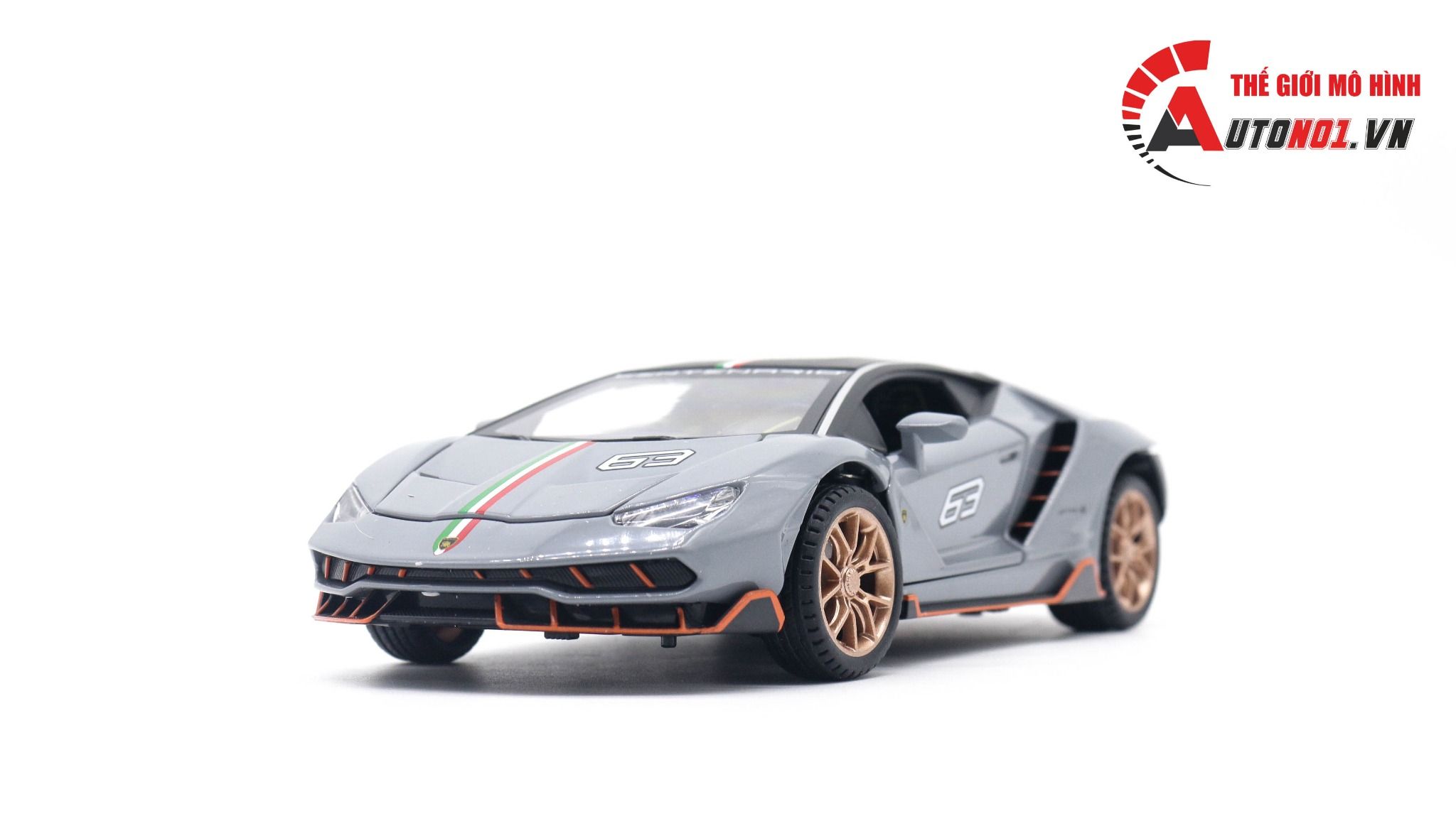  Mô hình Lamborghini Centenario Lp770-4 no.63 đánh lái được full open 1:24 Miniauto 8051 