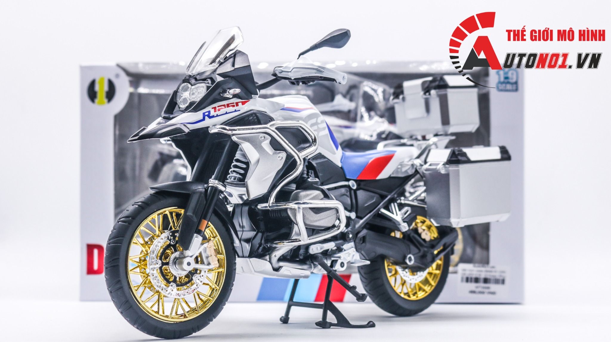  Mô hình moto BMW R 1250 GS ADV tỉ lệ 1:9 Huayi Alloy MT069 