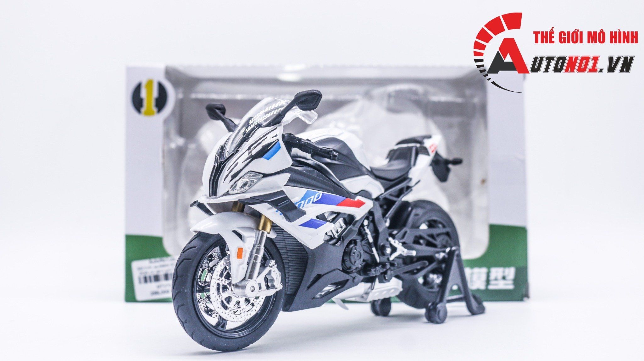  Mô hình xe BMW S1000RR 2024 có cánh gió tỉ lệ 1:12 Huayi Alloy MT070 