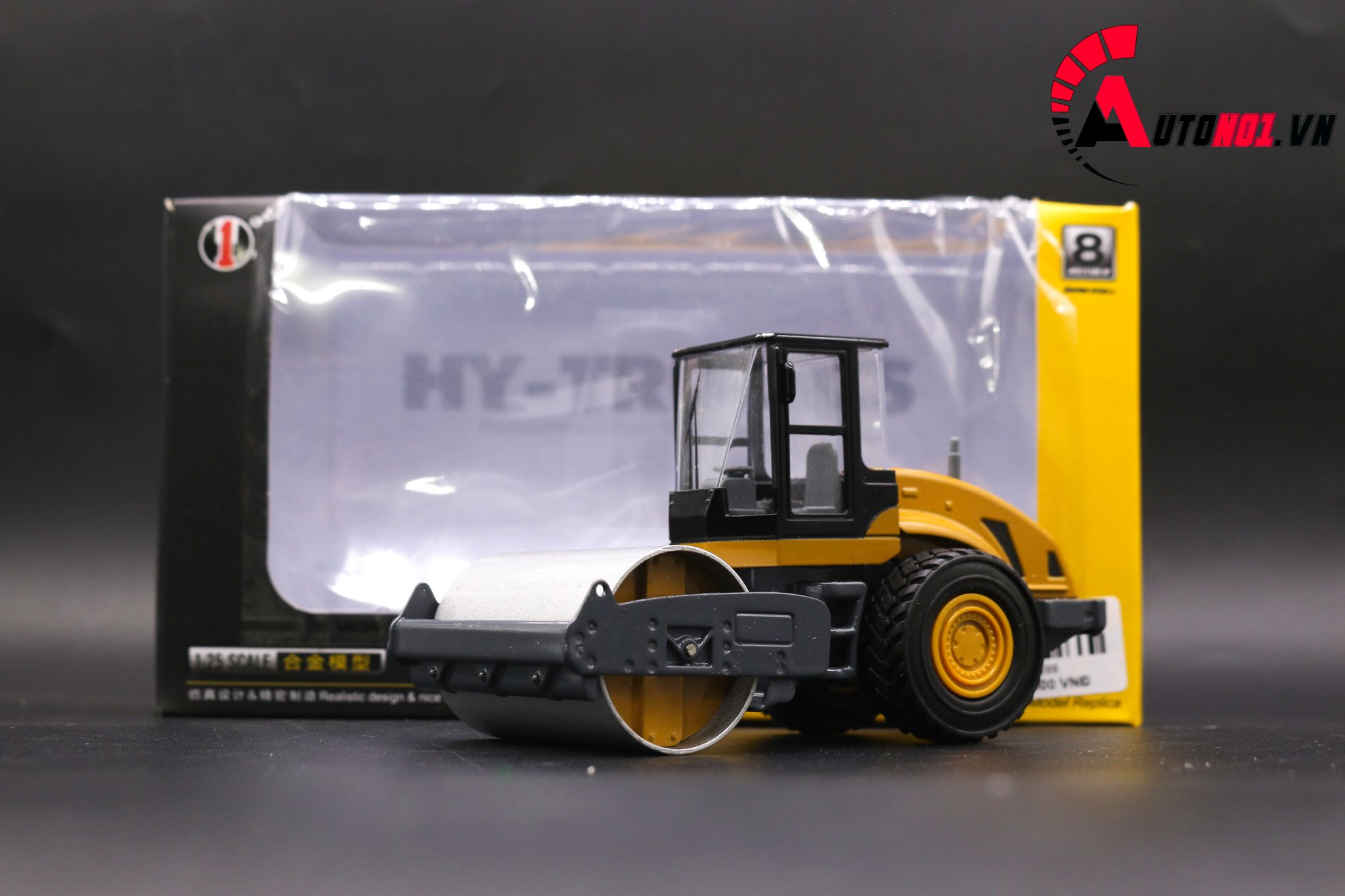  Mô hình xe lu tráng nhựa yellow 1:25 hytruck 7599 