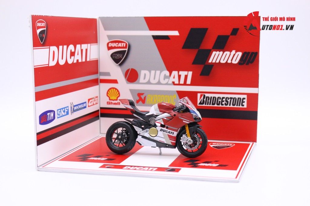  COMBO MÔ HÌNH XE DUCATI V4S CORSE & SHOWROOM TRƯNG BÀY MÔ TÔ 1:18 CB008 