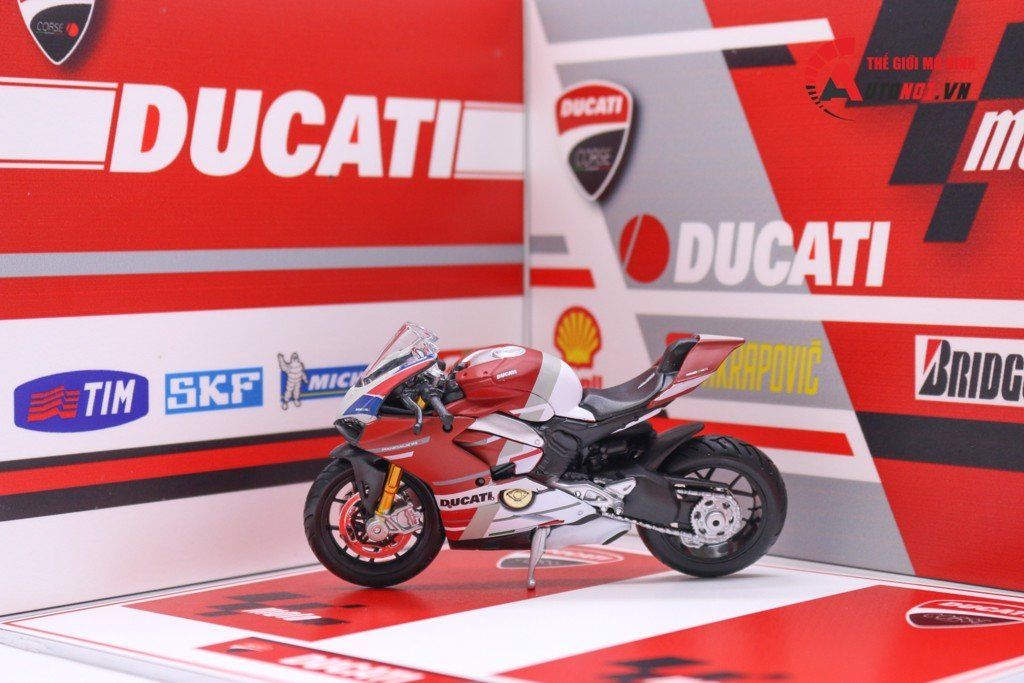  COMBO MÔ HÌNH XE DUCATI V4S CORSE & SHOWROOM TRƯNG BÀY MÔ TÔ 1:18 CB008 