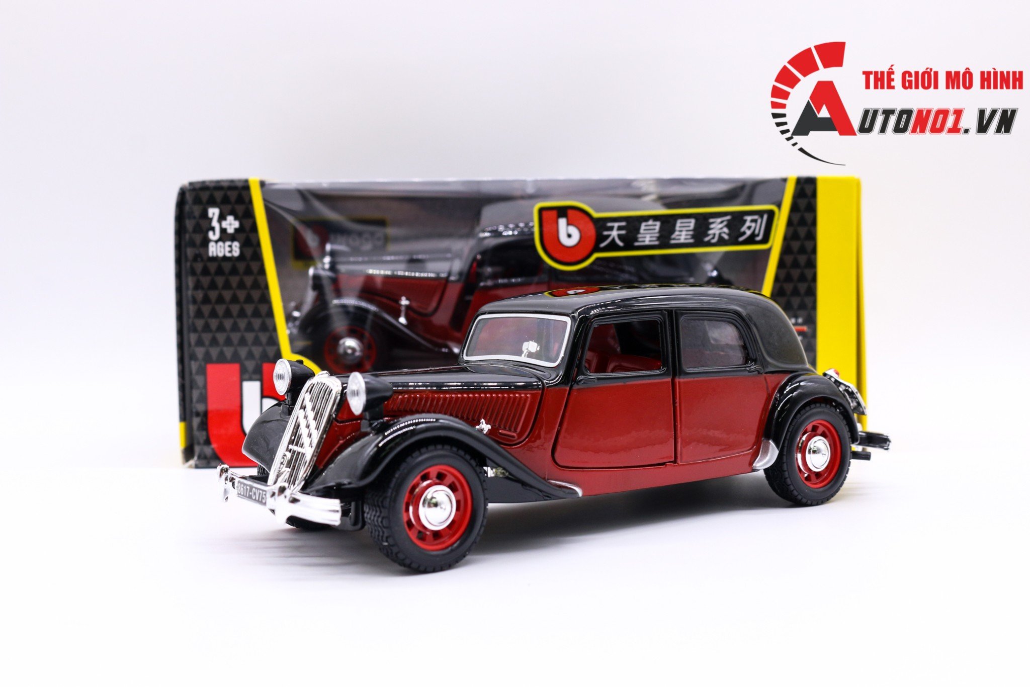 MÔ HÌNH CITROEN 15 CV TA 1938 RED BLACK 1:24 BBURAGO