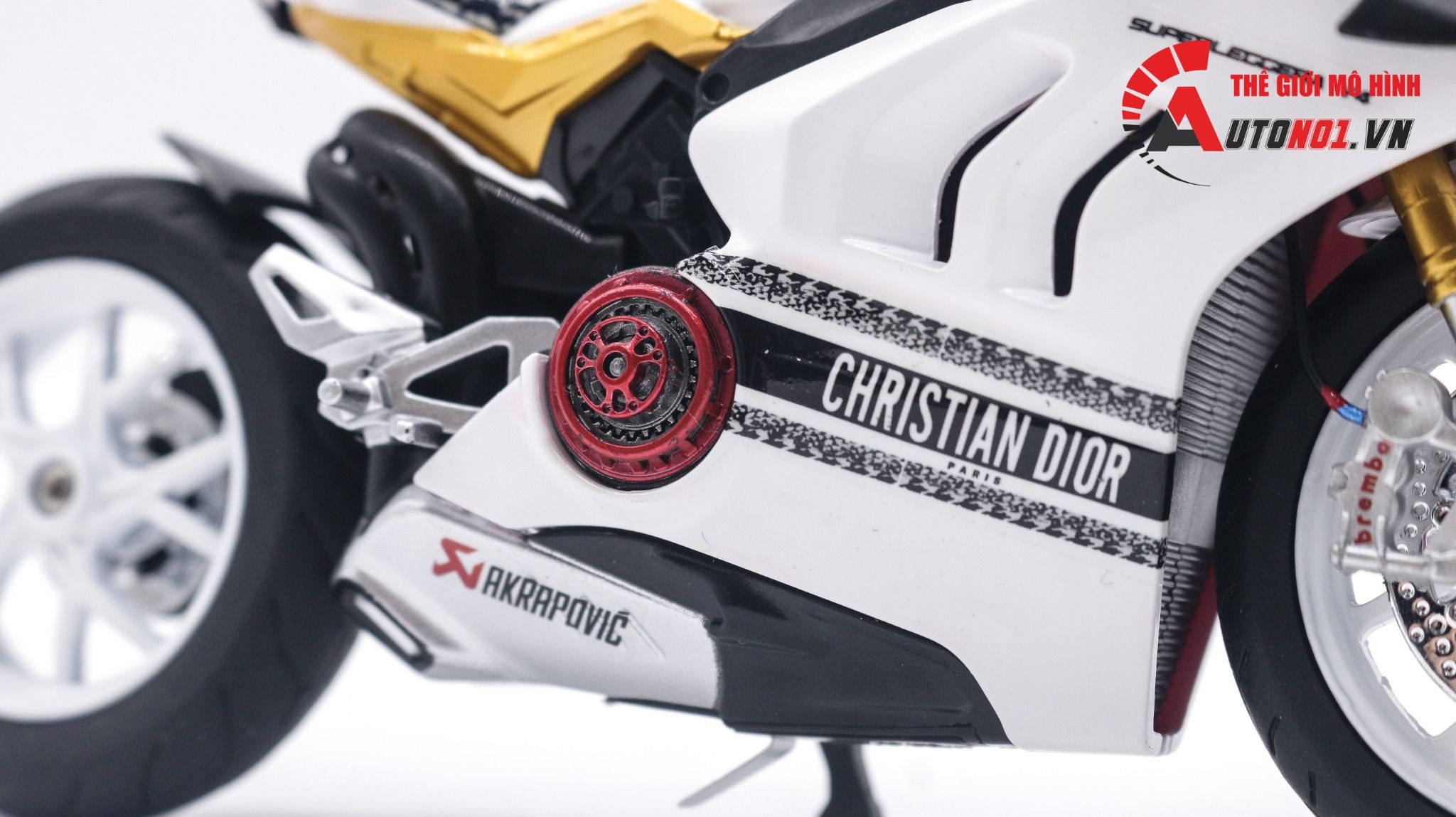  Mô hình xe độ Ducati V4 custom Christian Dior độ nồi khô tỉ lệ 1:12 Autono1 Alloy D223P 