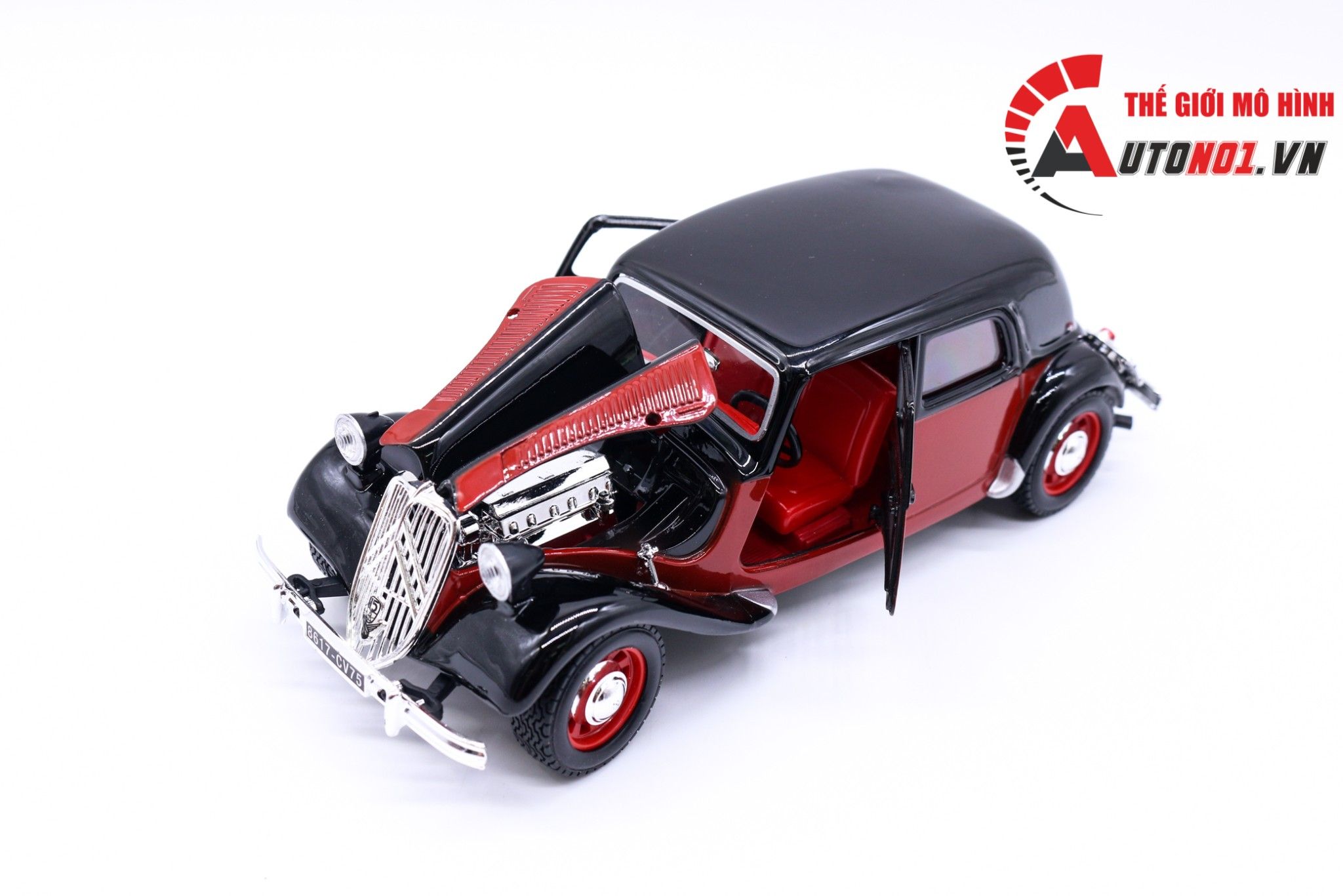  Mô hình Citroen 15 CV TA 1938 red black tỉ lệ 1:24 Bburago OT152 