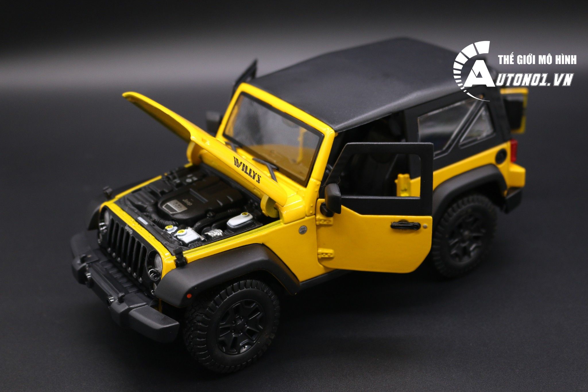  Mô hình xe Jeep Wrangler 2014 yellow có mui 1:18 Maisto 2636 
