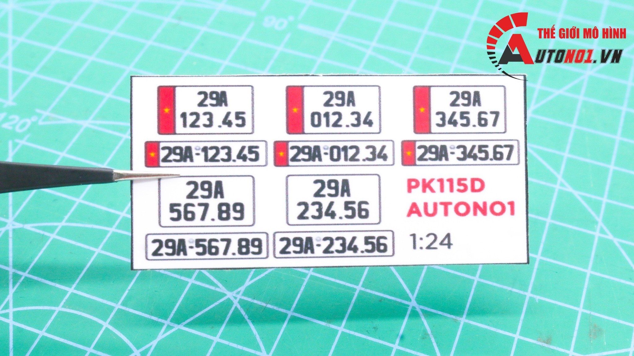  Phụ kiện 5 biển số xe mô hình tỉ lệ 1:24 ép plastic Autono1 Hà Nội PK115 