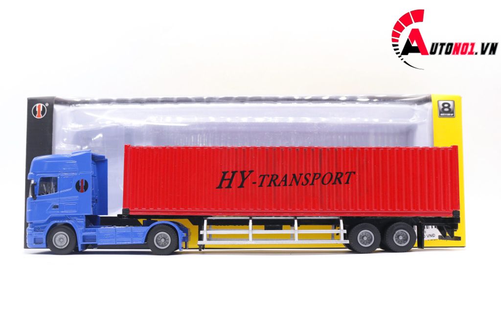 MÔ HÌNH XE CONTAINER BLUE RED 1:50 HUAYI ALLOY 7648