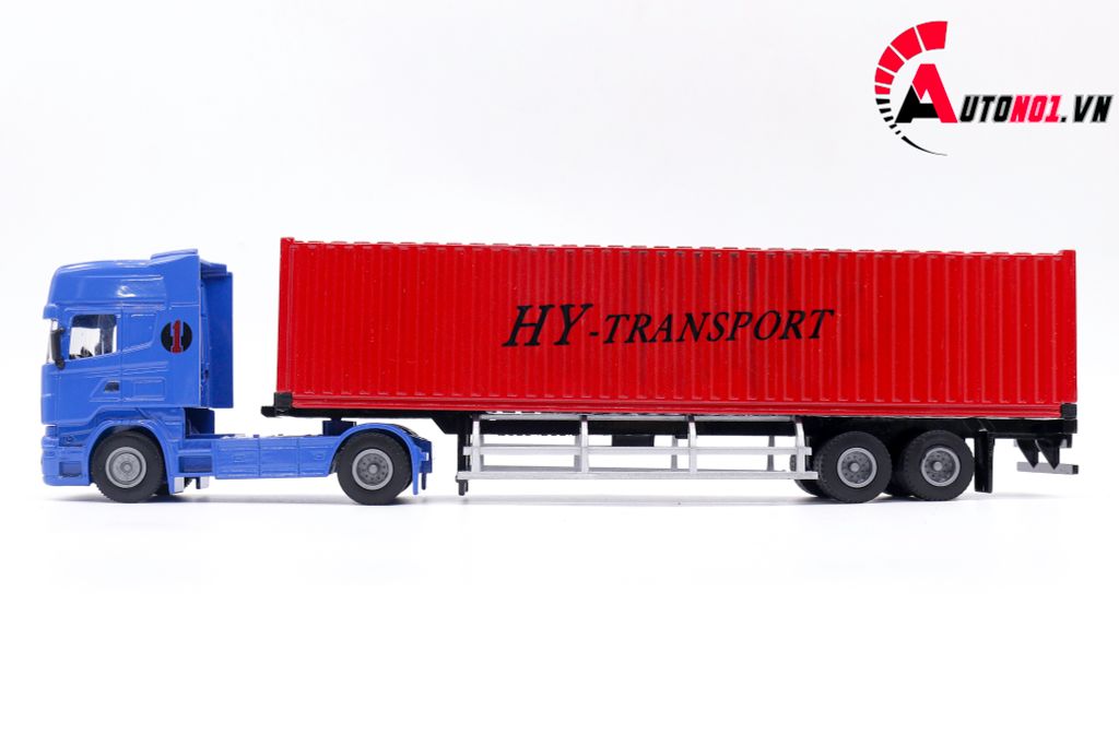 MÔ HÌNH XE CONTAINER BLUE RED 1:50 HUAYI ALLOY 7648