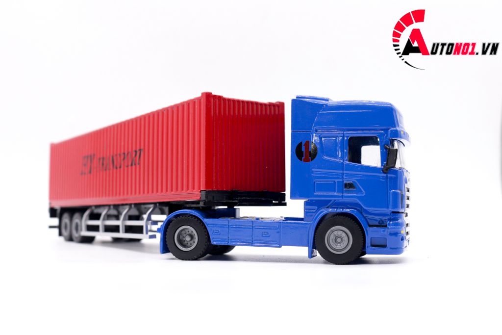 MÔ HÌNH XE CONTAINER BLUE RED 1:50 HUAYI ALLOY 7648