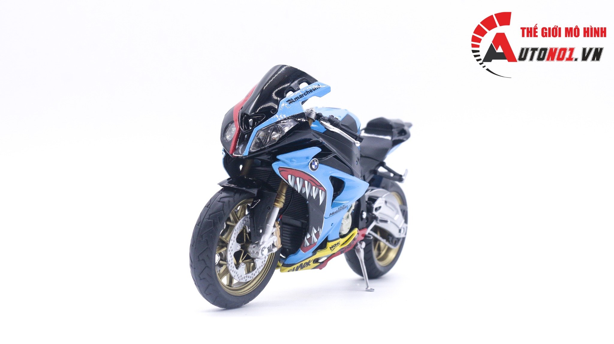  Mô hình xe độ BMW S1000RR Cá Mập độ pô tỉ lệ 1:12 Autono1 Joycity D022A 