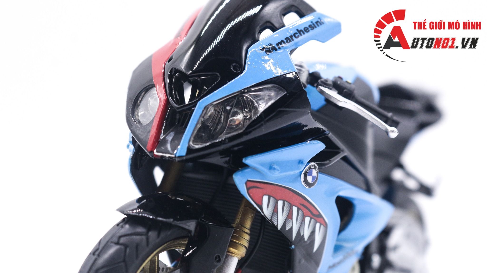  Mô hình xe độ BMW S1000RR Cá Mập độ pô tỉ lệ 1:12 Autono1 Joycity D022A 