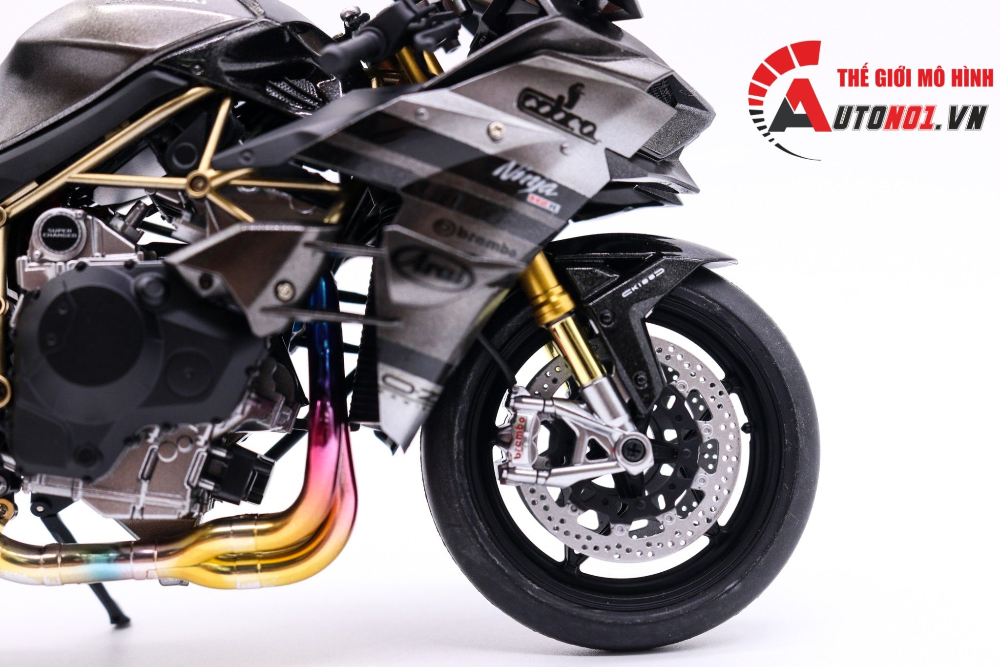  Mô hình xe cao cấp Kawasaki H2r Custom Black Silver 1:12 Tamiya D084 