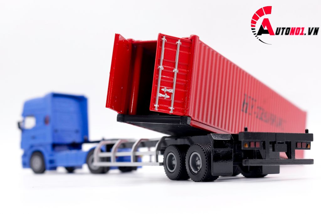 MÔ HÌNH XE CONTAINER BLUE RED 1:50 HUAYI ALLOY 7648