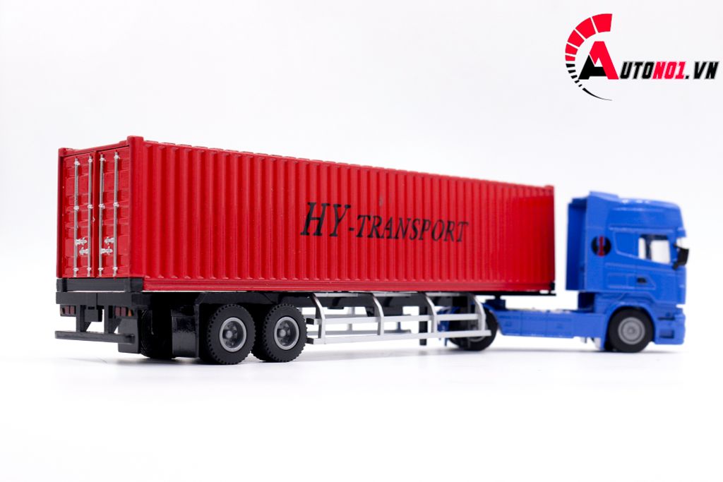 MÔ HÌNH XE CONTAINER BLUE RED 1:50 HUAYI ALLOY 7648